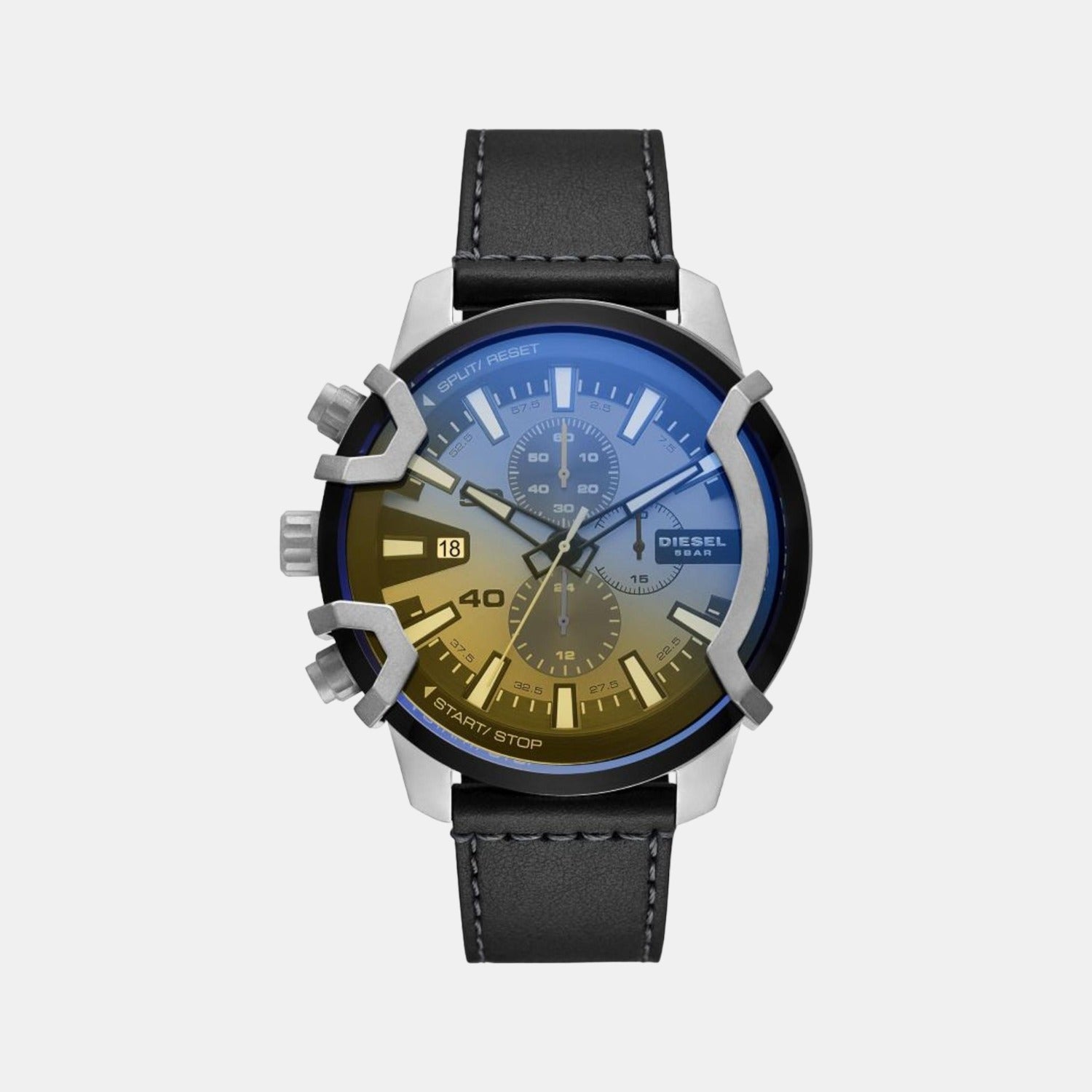 Diesel Griffed Men Quartz Two Tone Dial Chronograph Leather Watch DZ4584