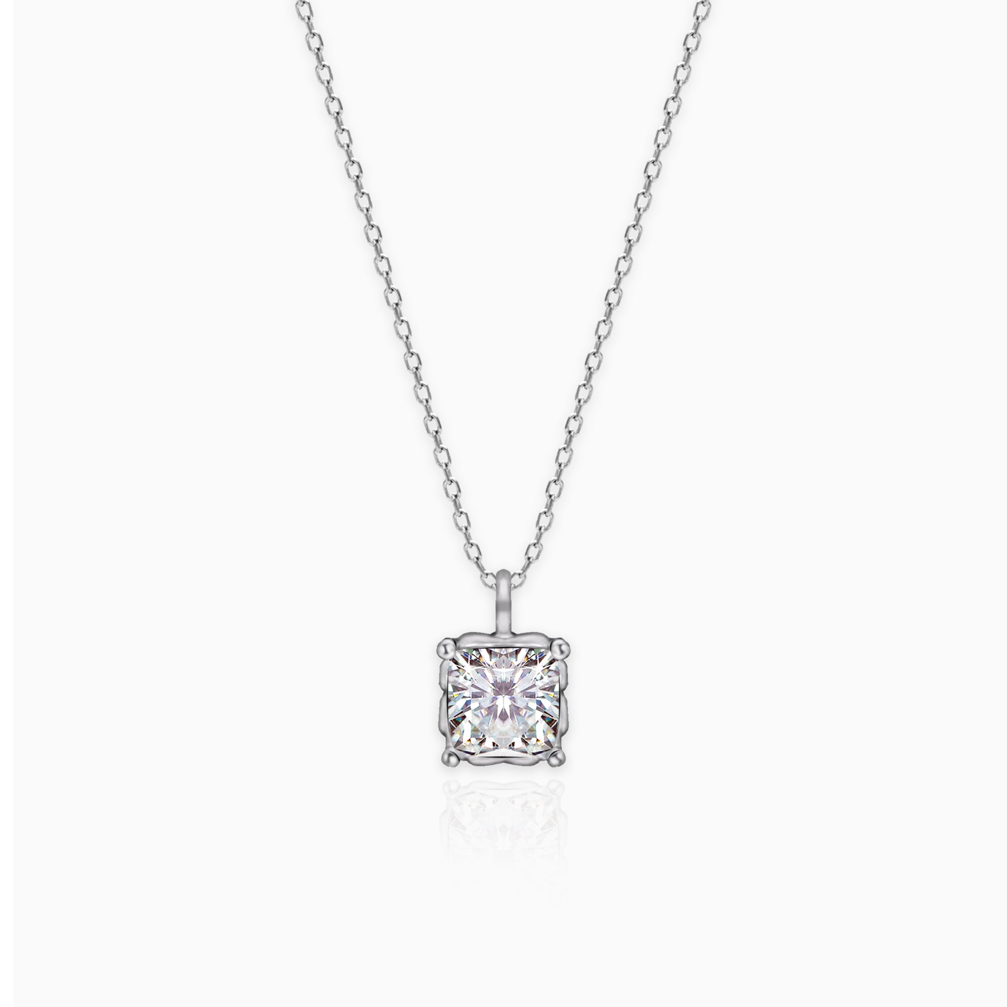 GIVA Jewellery Silver Zircon Square Pendant with Link Chain
