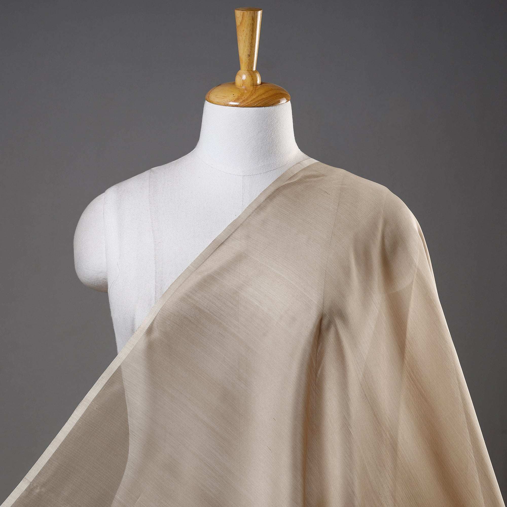 ITOKRI CRAFTS INITIATIVE Beige - Maheshwari Silk Cotton Handloom Fabric
