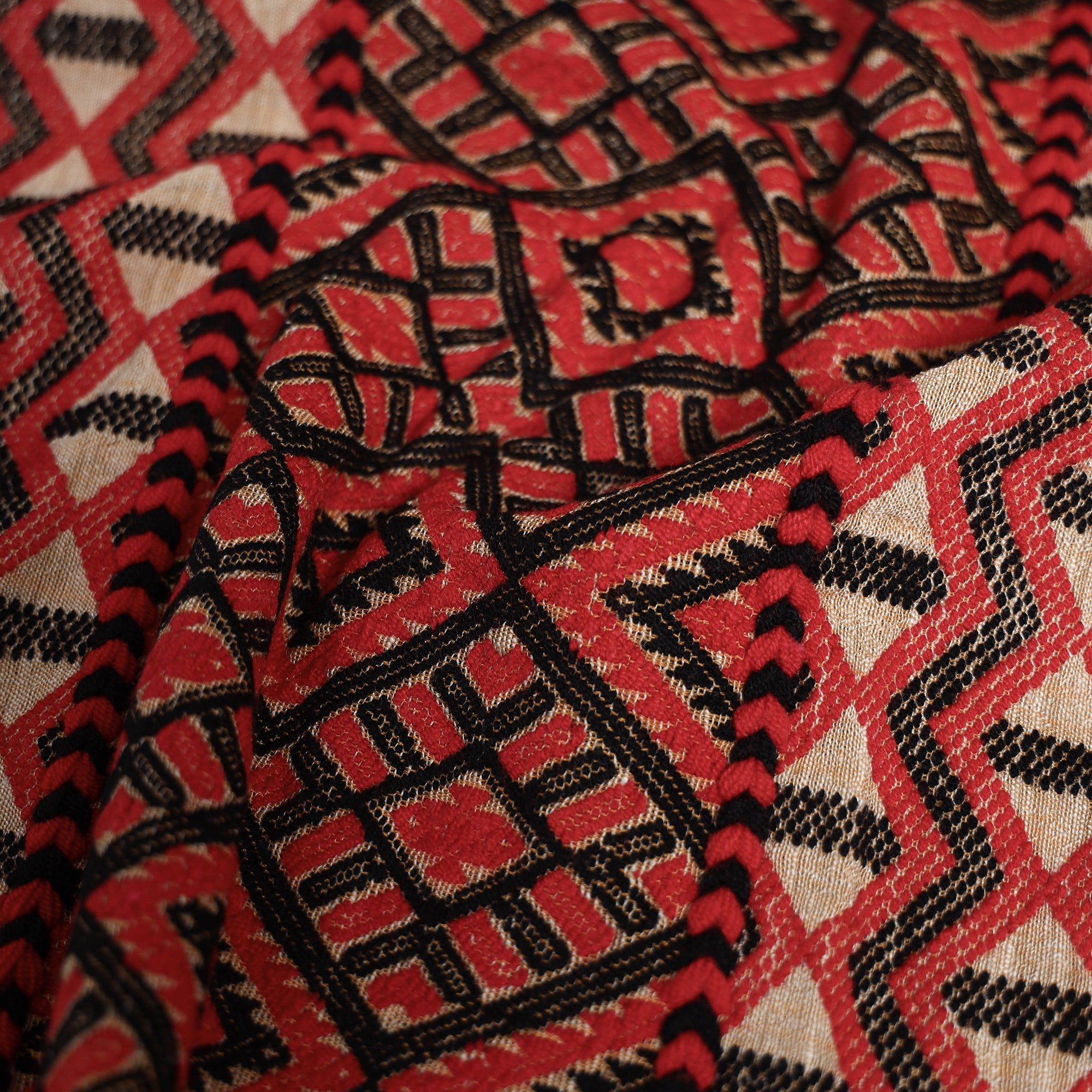 ITOKRI CRAFTS INITIATIVE Beige - Assamese Gero Design Mising Eri Silk Handloom Shawl cum Stole - view 5