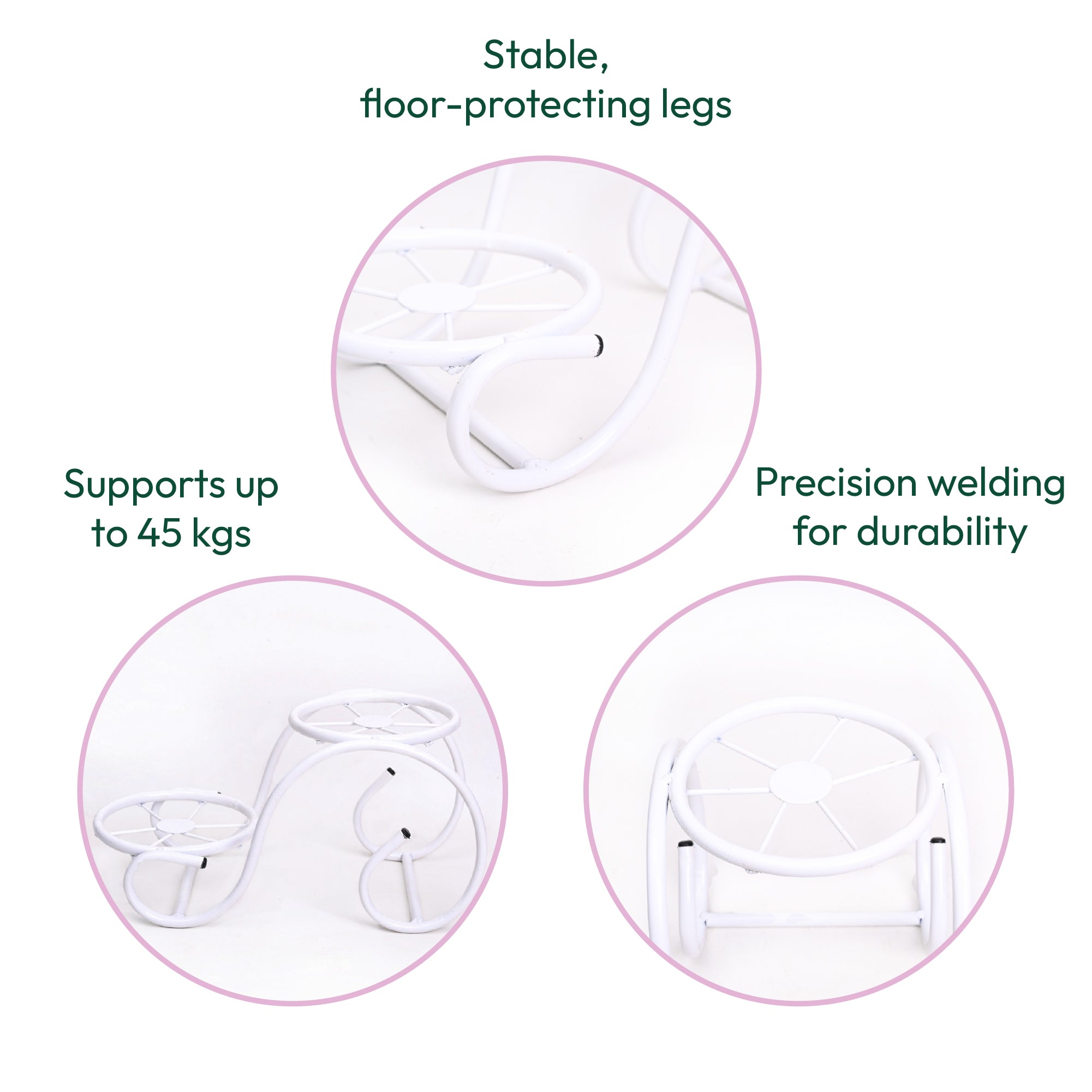 Ugaoo Swirl Decorative Plant stand- Set of 2- White - view 3