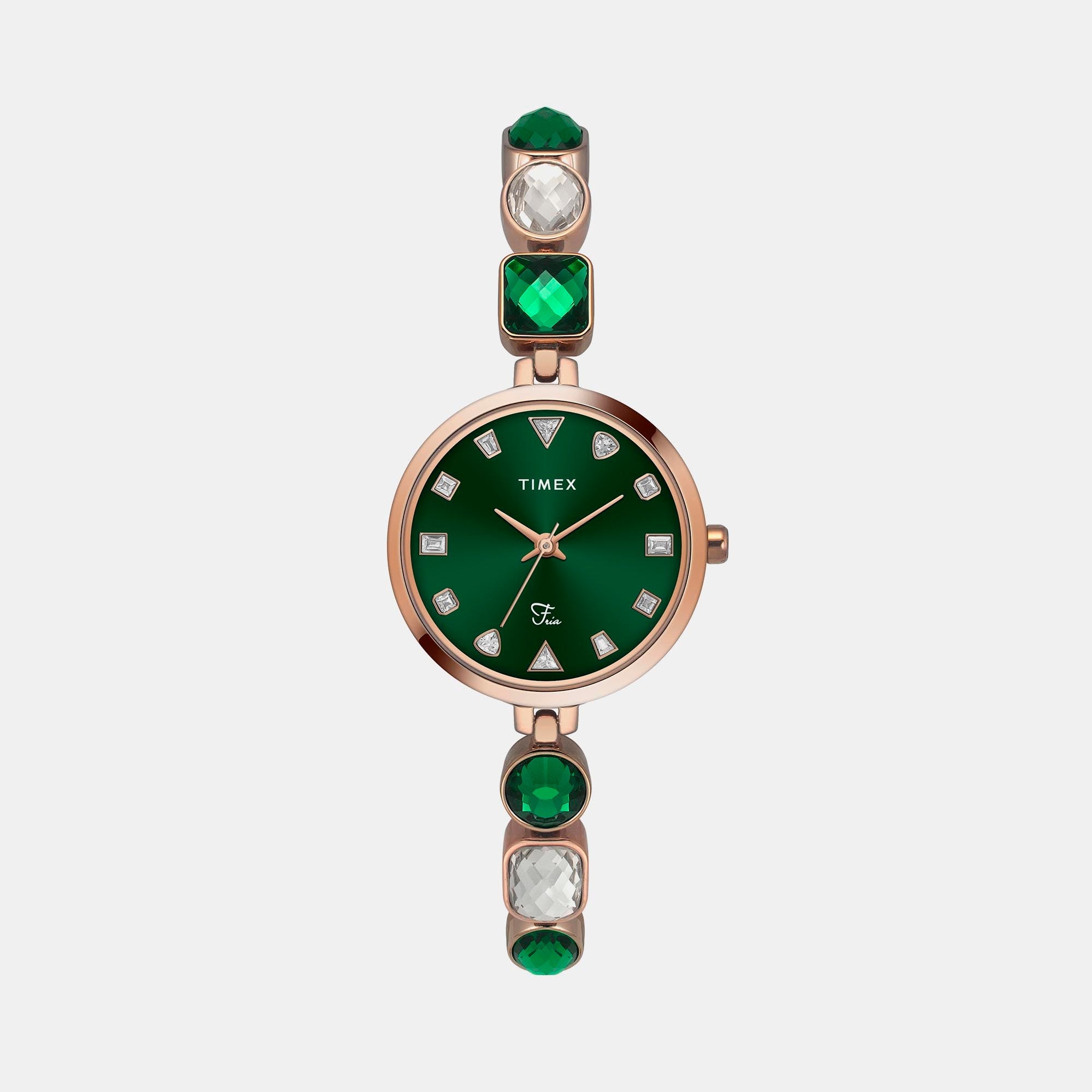 Timex Fria Women Quartz Green Dial Analog Brass Watch TWEL17301