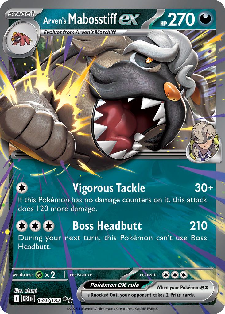 Double rare sv10-139 – Pokémon Arven's Mabosstiff ex - 139/182 - Double Rare [sv10-139] [Ultra]