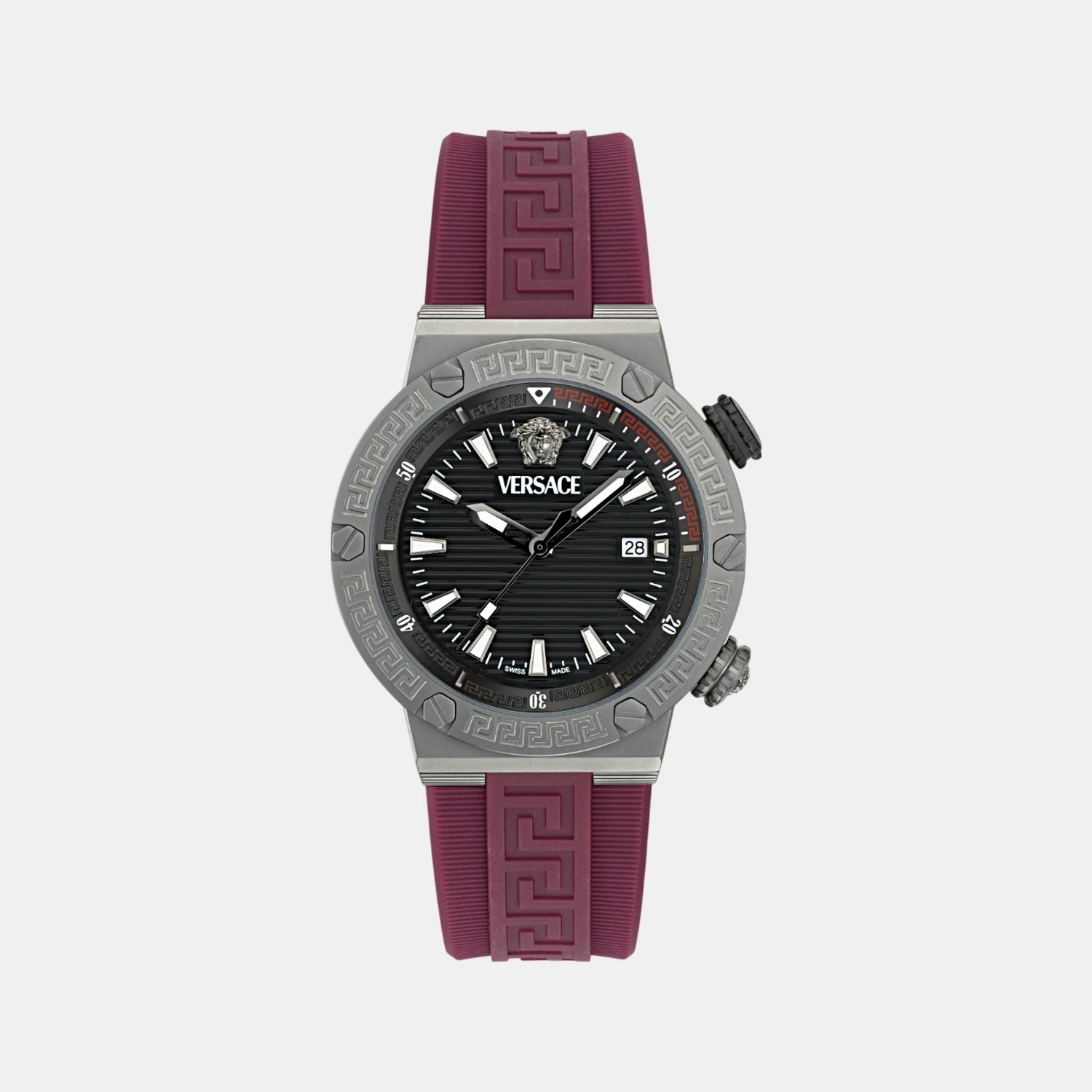 Versace Greca Logo Diver Men Quartz Black Dial Analog Recycled PU Watch VE8G00224