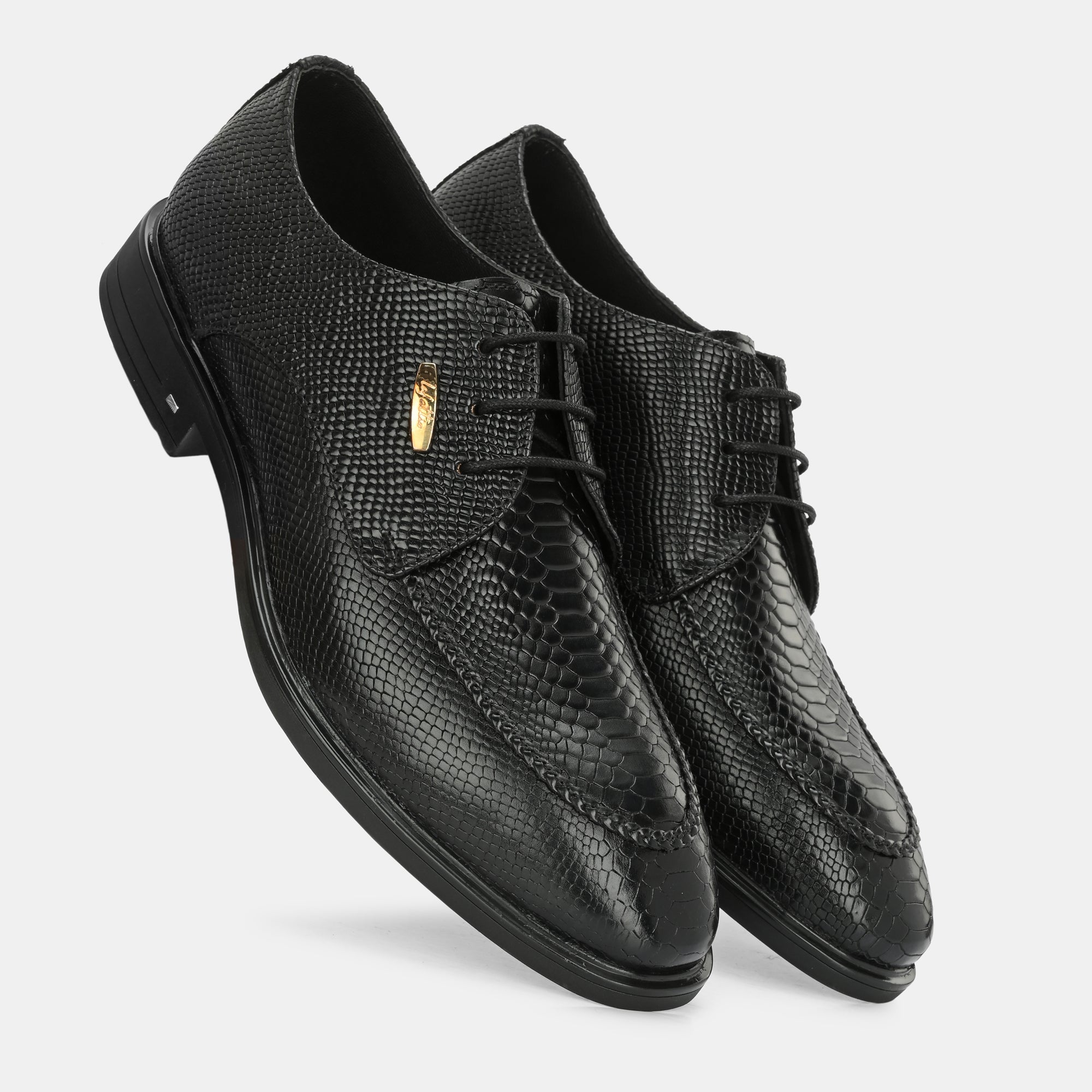 Black Textured Lace-Up Shoes by Lafattio - view 2