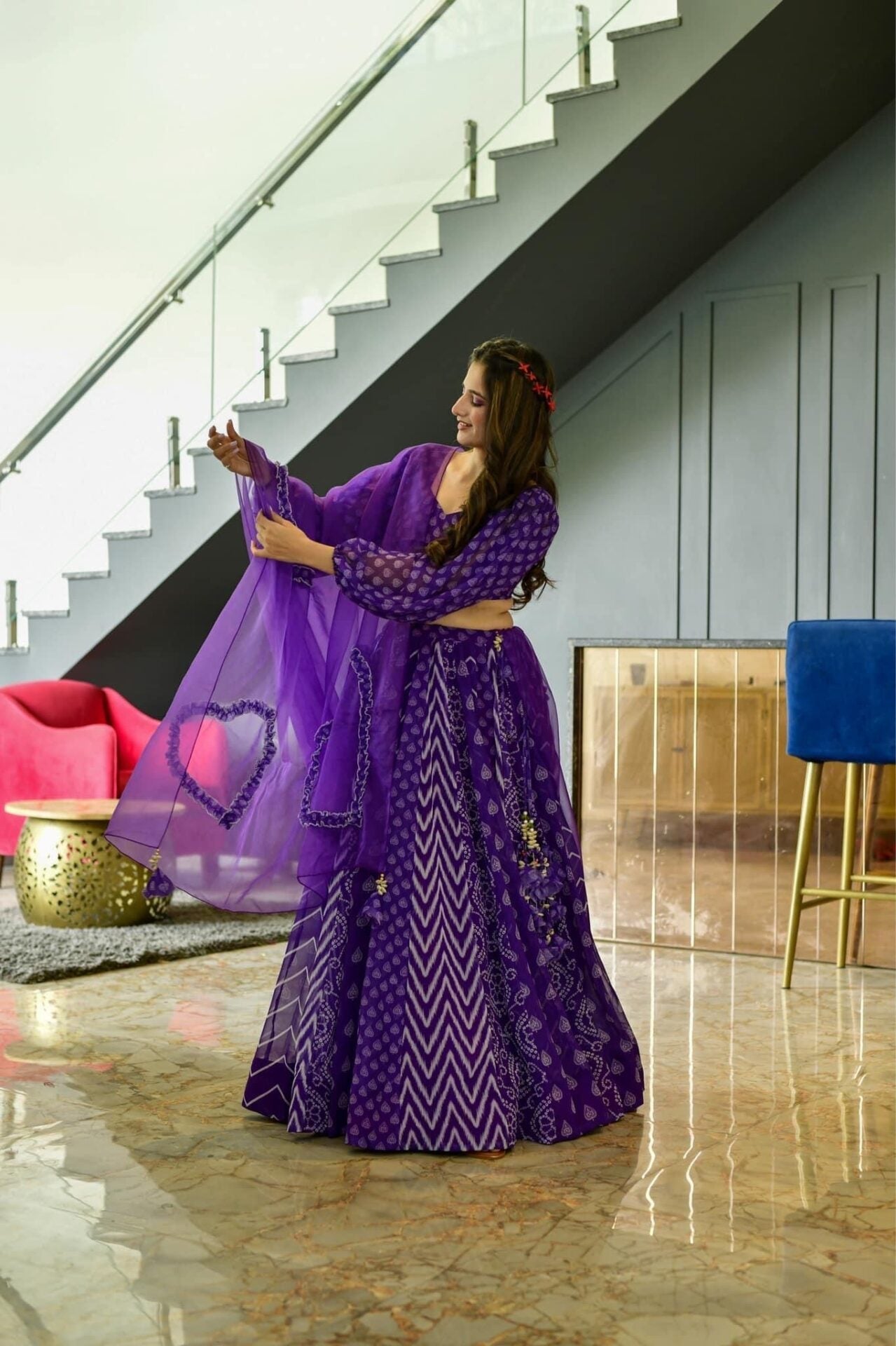 Idaho-o purple georgette lehenga choli set – Women's