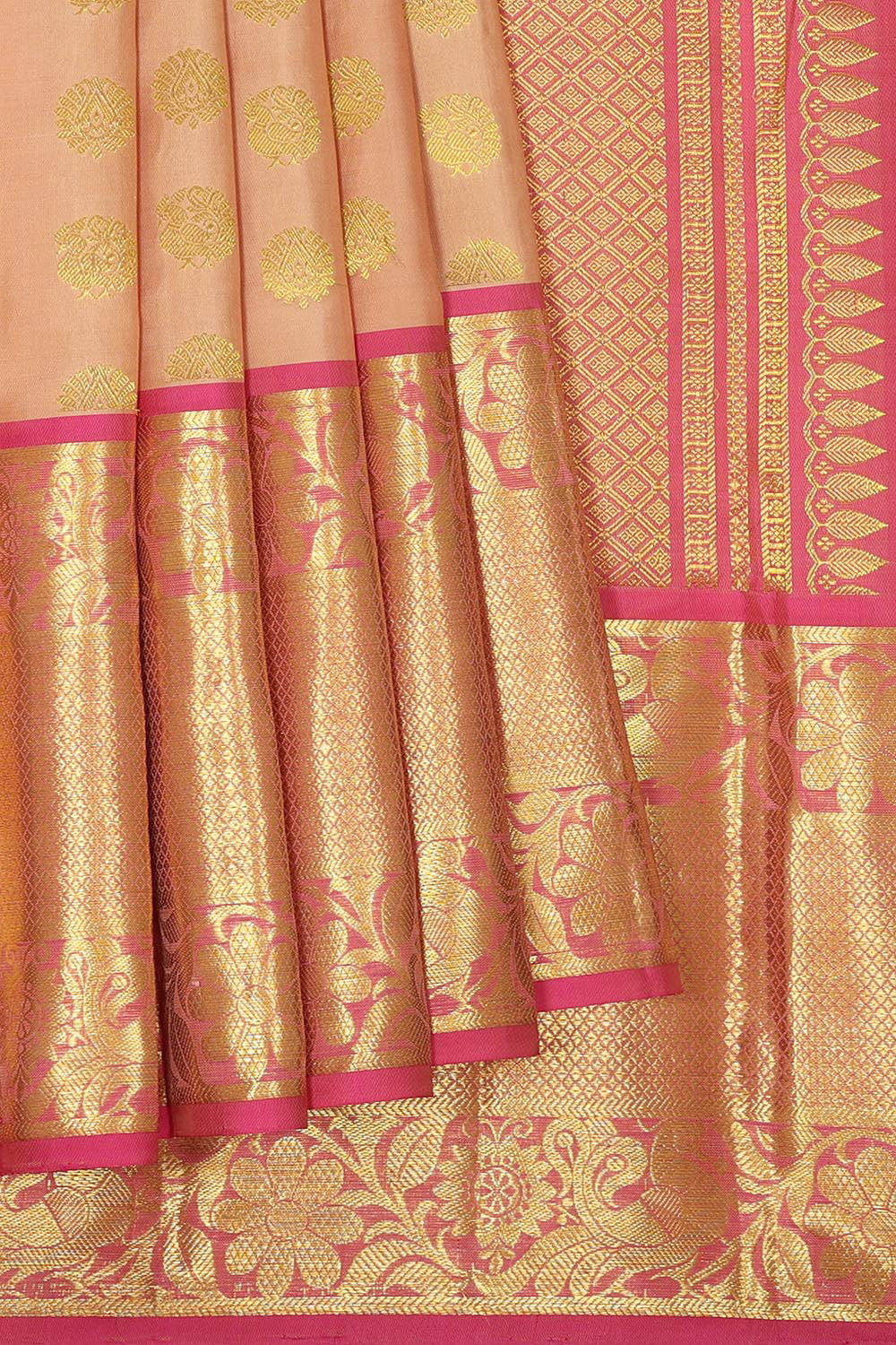Kalanjali Kanchipattu Brocade Beige Saree – Women's