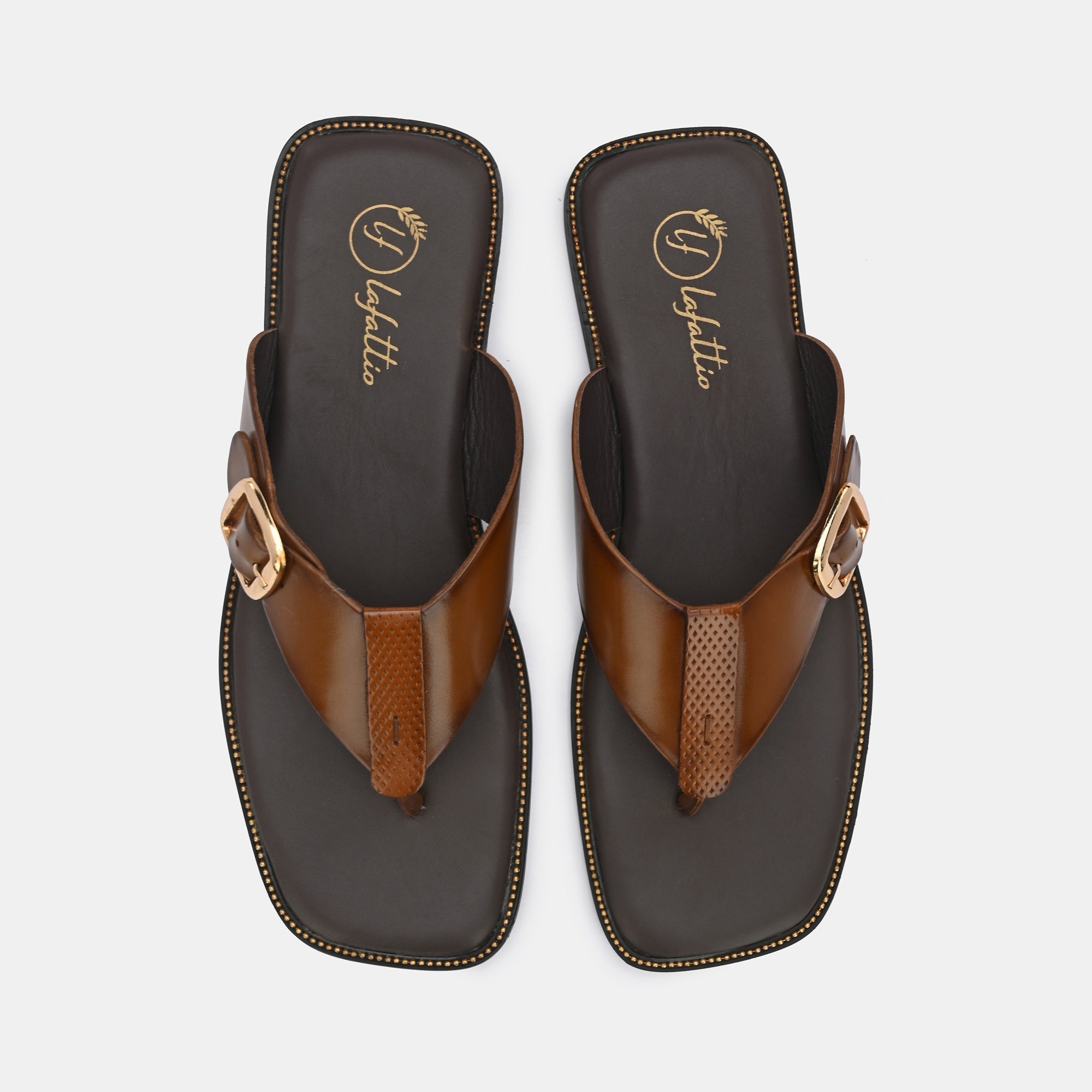 Tan Buckled Slippers by Lafattio - view 5