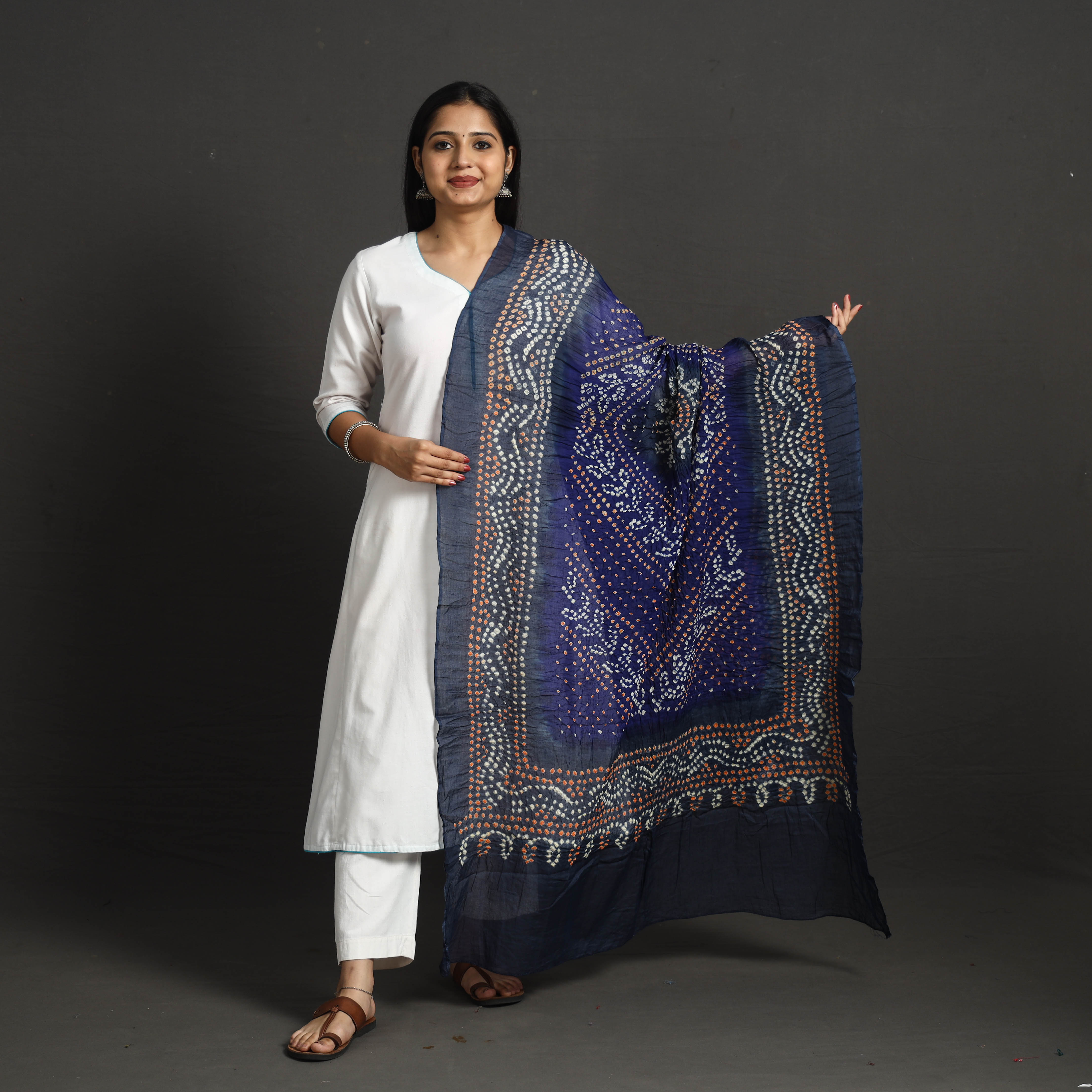 KACHCHH JI CHHAAP Kutch Tie-Dye Cotton Bandhani Dupatta 46