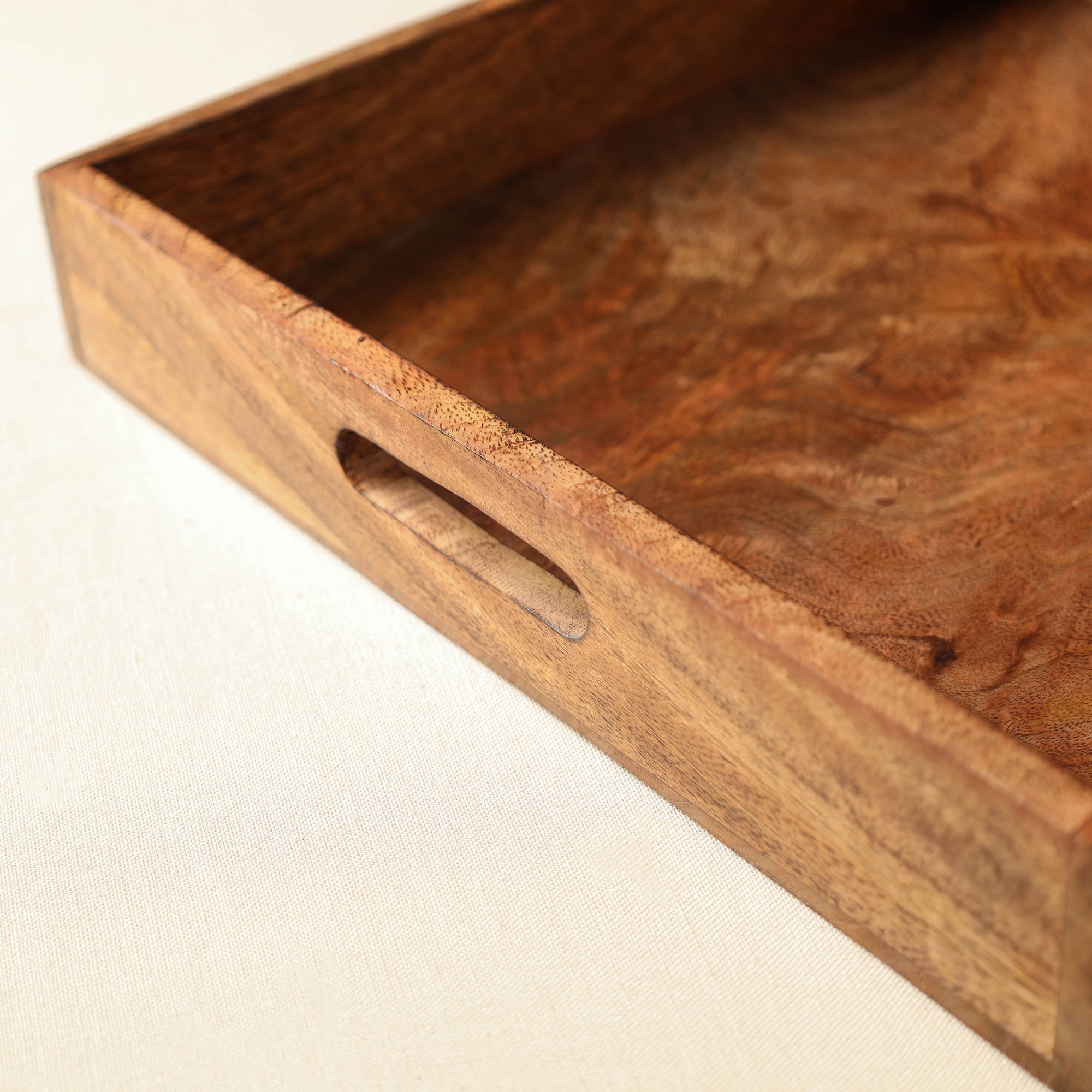 HAVELI CHRONICLES Brown - Handcrafted Mango Wooden Serving Tray (12 x 12 in) - view 2