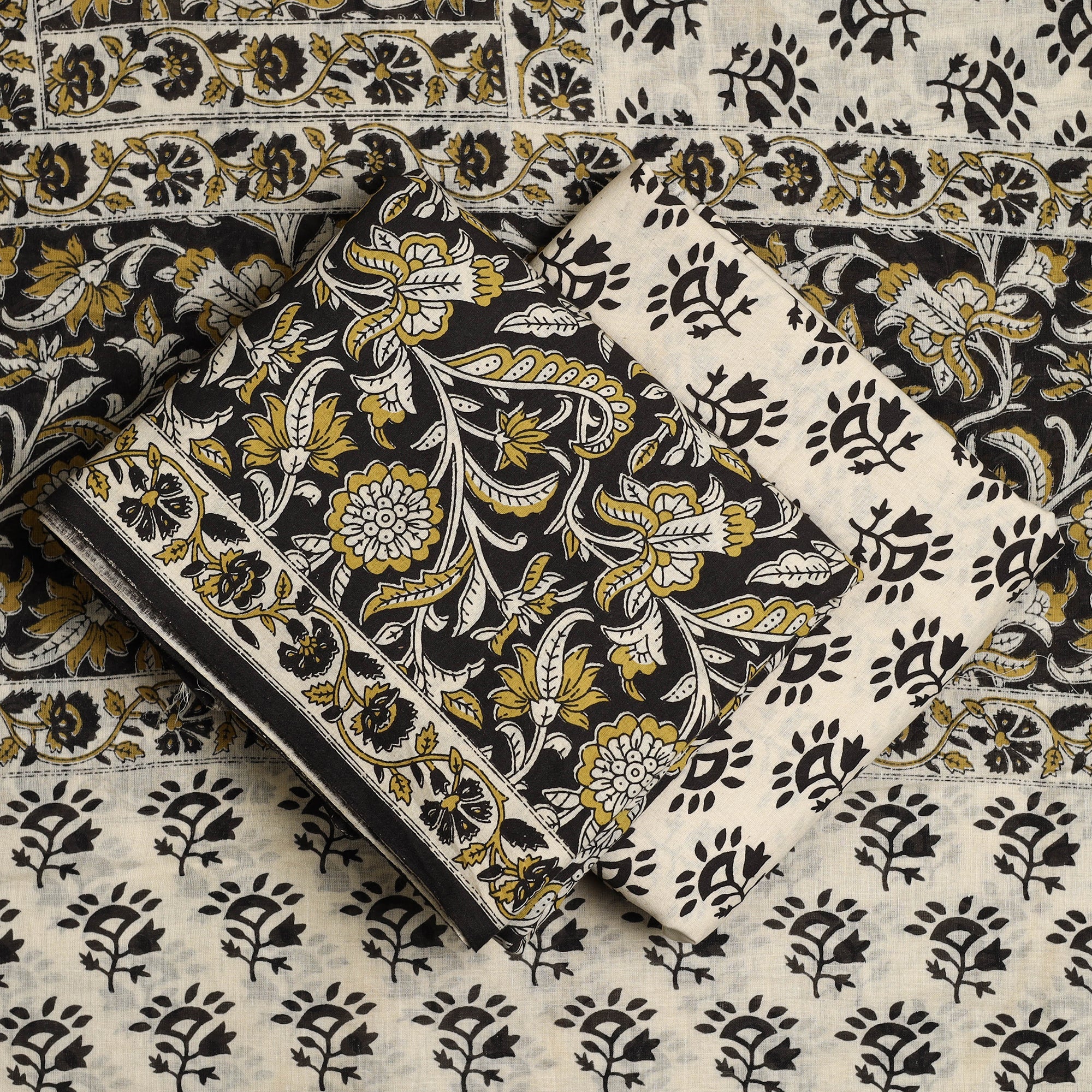 ARTISAN HAND BLOCK PRINTS Black - 3pc Block Print Cotton Bagru Dress Material 58 - view 2