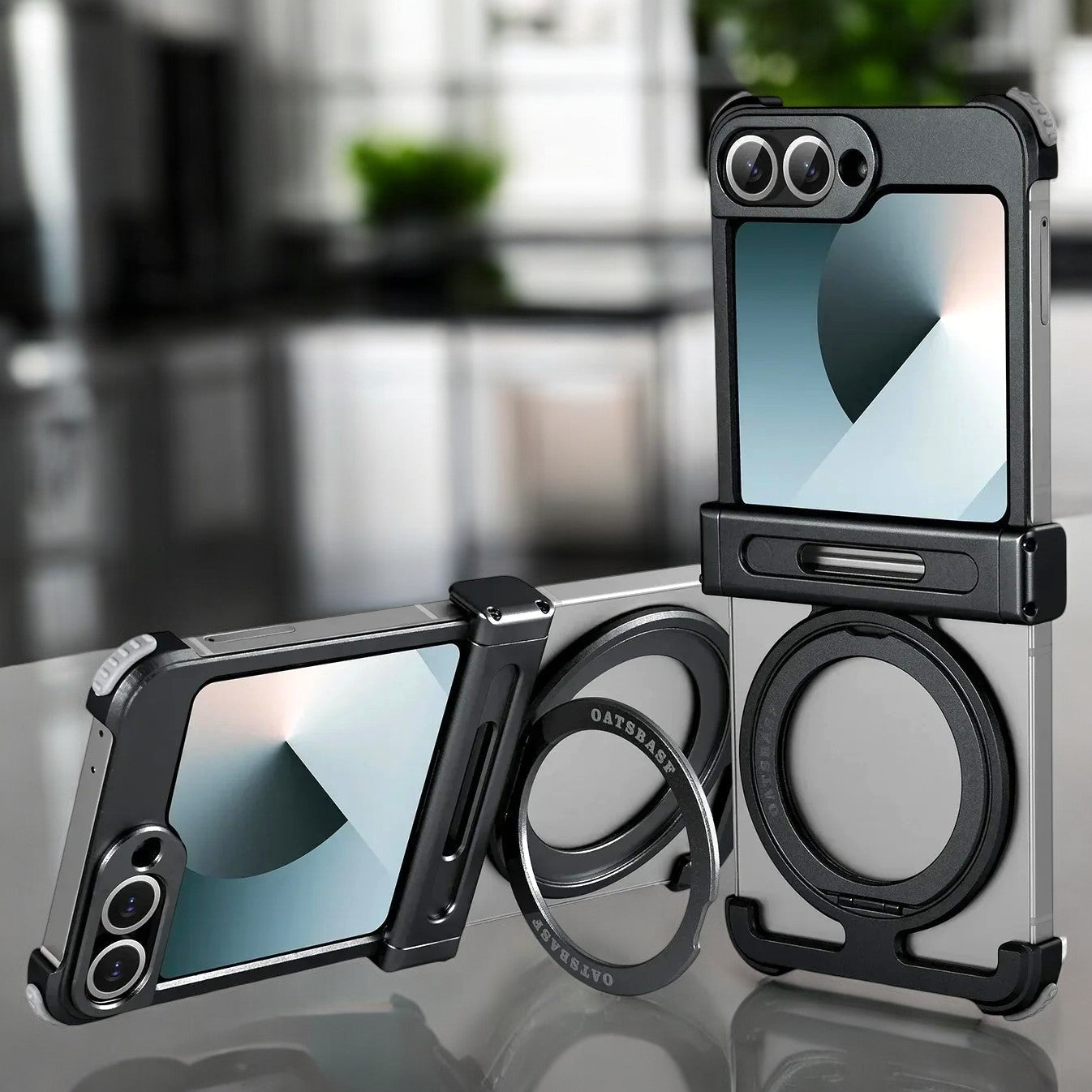 Million Cases Galaxy Z Flip Series Pivot Guard Magnetic Ring Stand Case