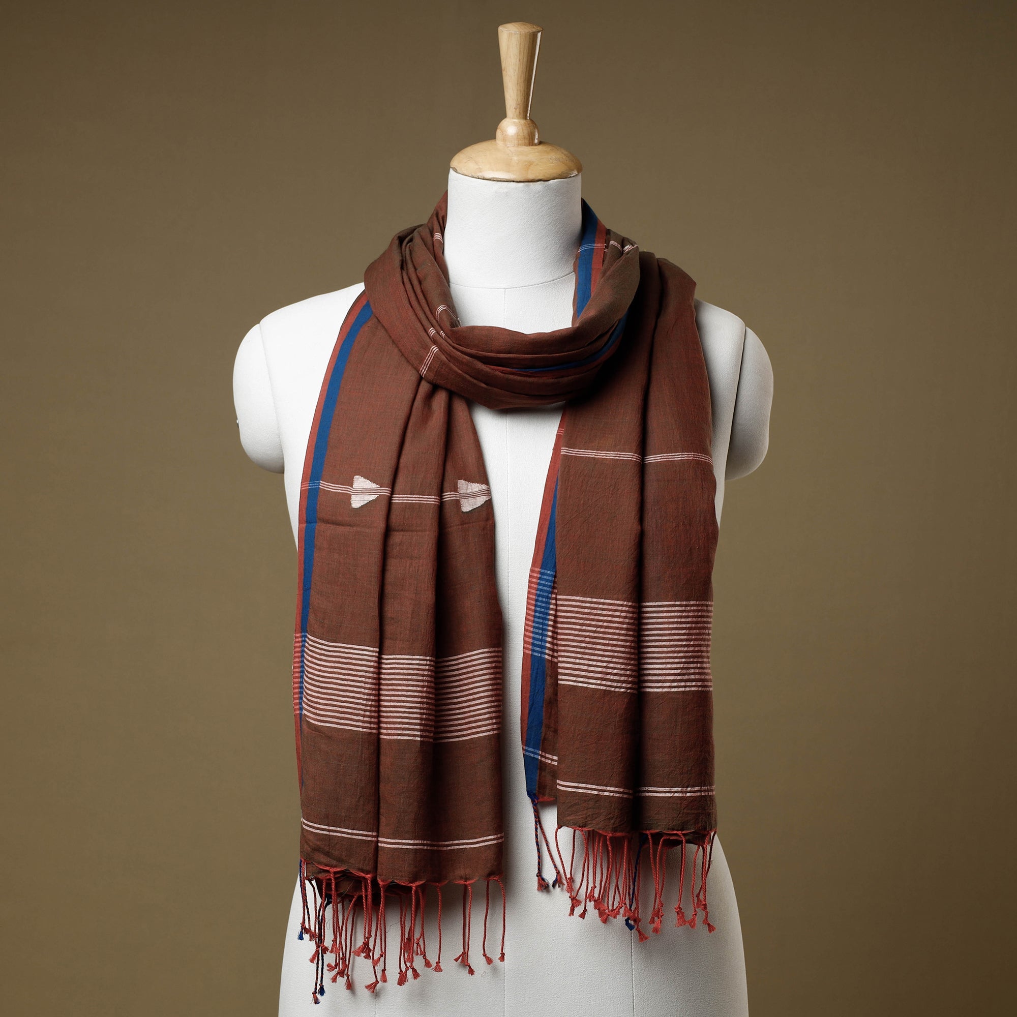 ARTISAN DIRECT BY CREATIVE DIGNITY Brown - Bengal Jamdani Buti Handloom Cotton Stole
