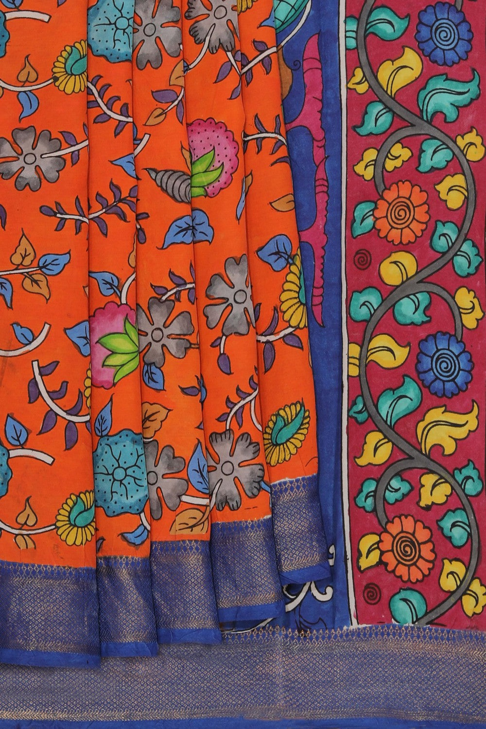 Kalanjali Kalamkari Hand-Painted Silk Saree – Women's