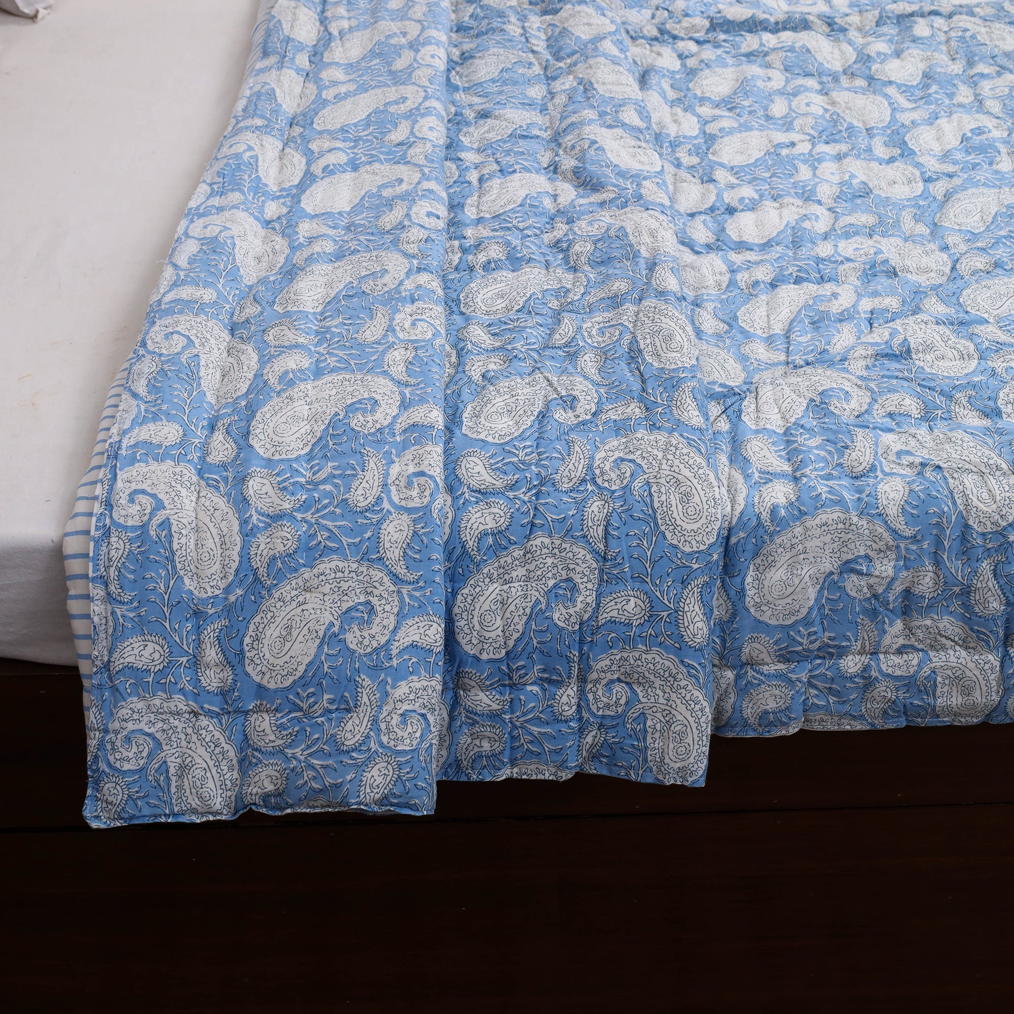 HAVELI CHRONICLES Blue - Double - Reversible Sanganeri Block Print Cotton Quilt 27 - view 3