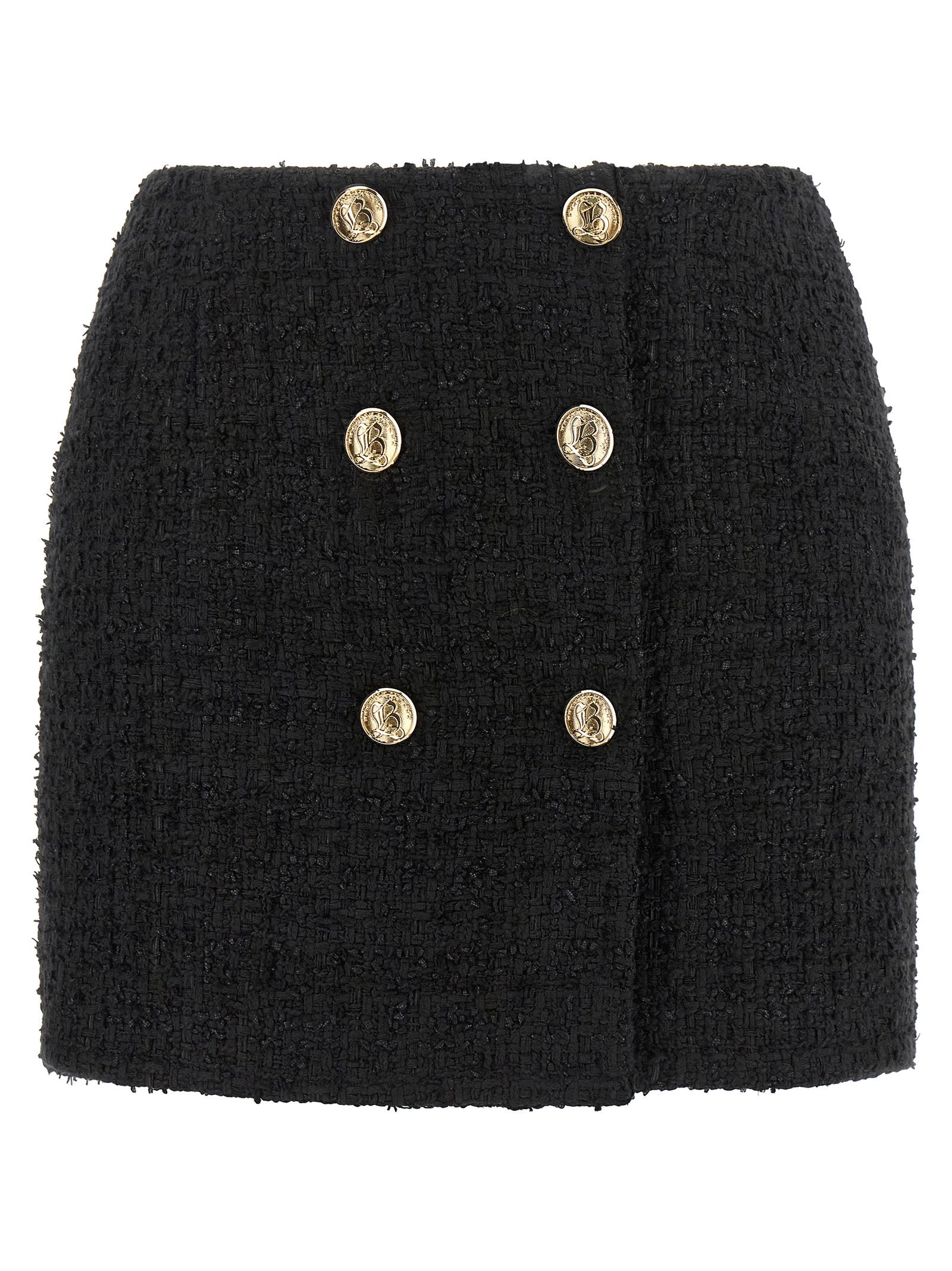 Balmain Embossed Button Detail Miniskirt – 68% cotton 32% polyamide