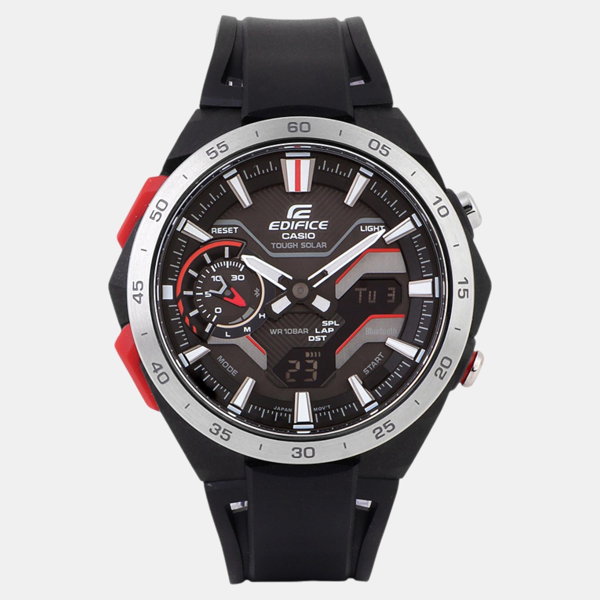 Casio Edifice Men Quartz Black Dial Analog-Digital Resin Watch ED591