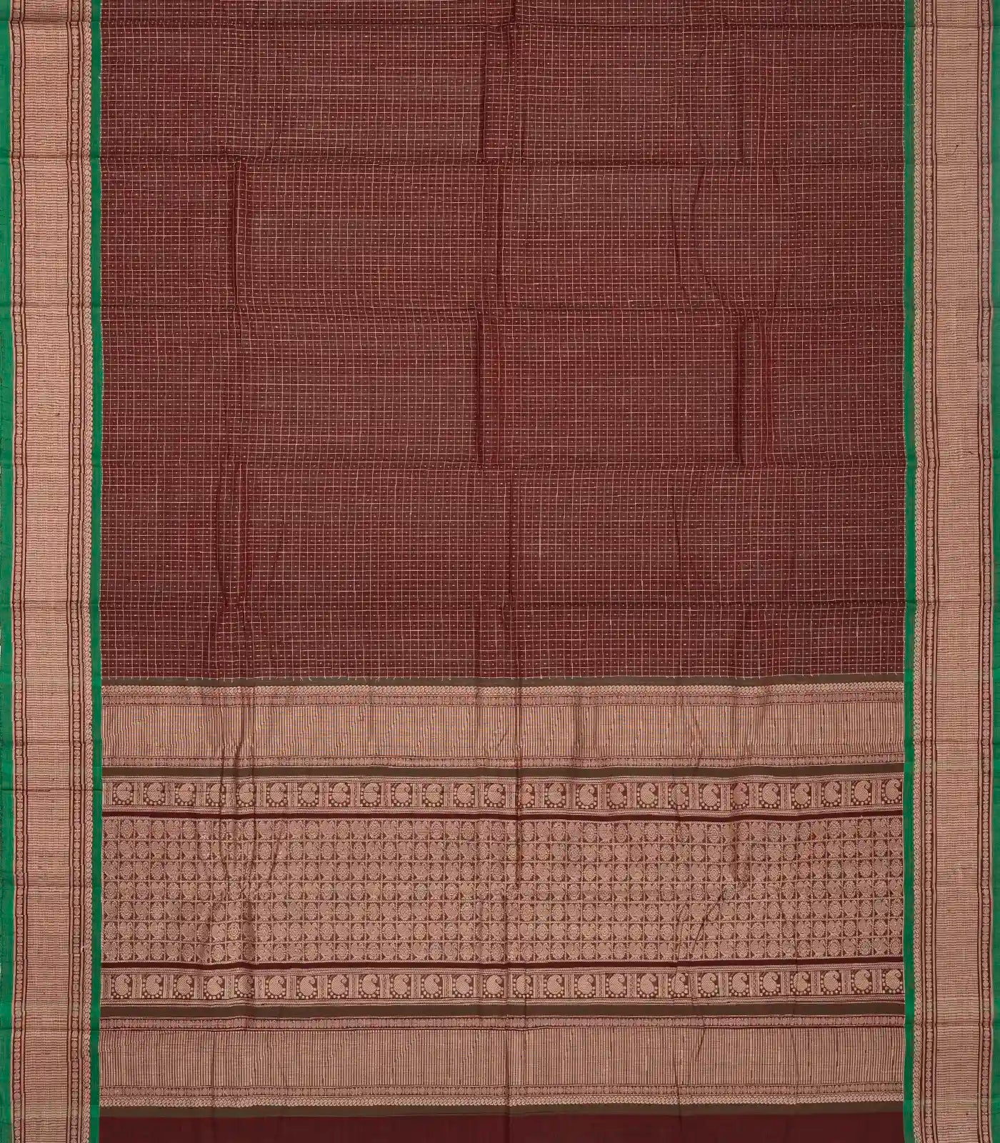 RmKV Maroon Handloom Kanchi Cotton Saree With Checks & Dots - view 2