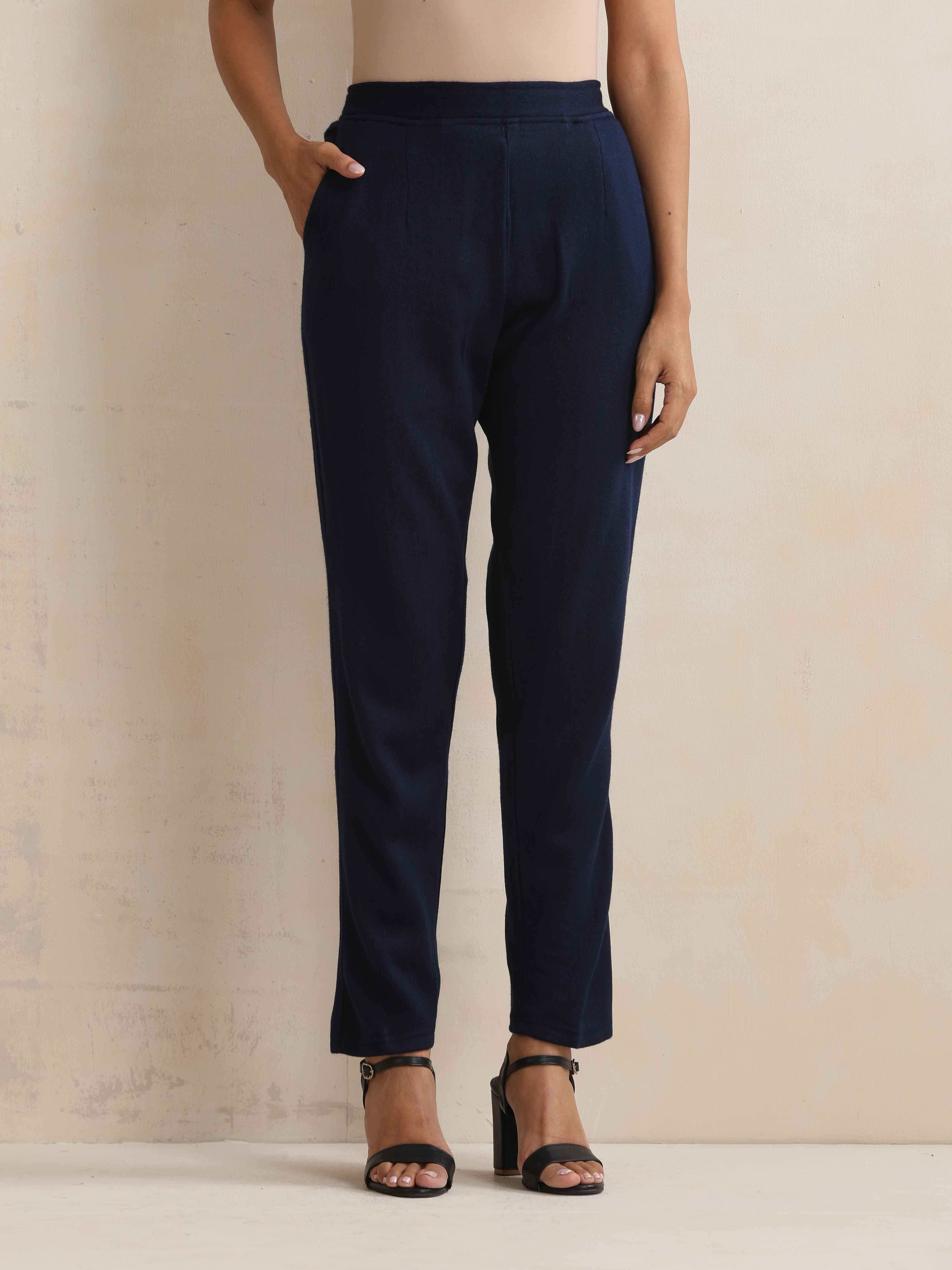 trueBrowns Navy Woollen Pants - view 2