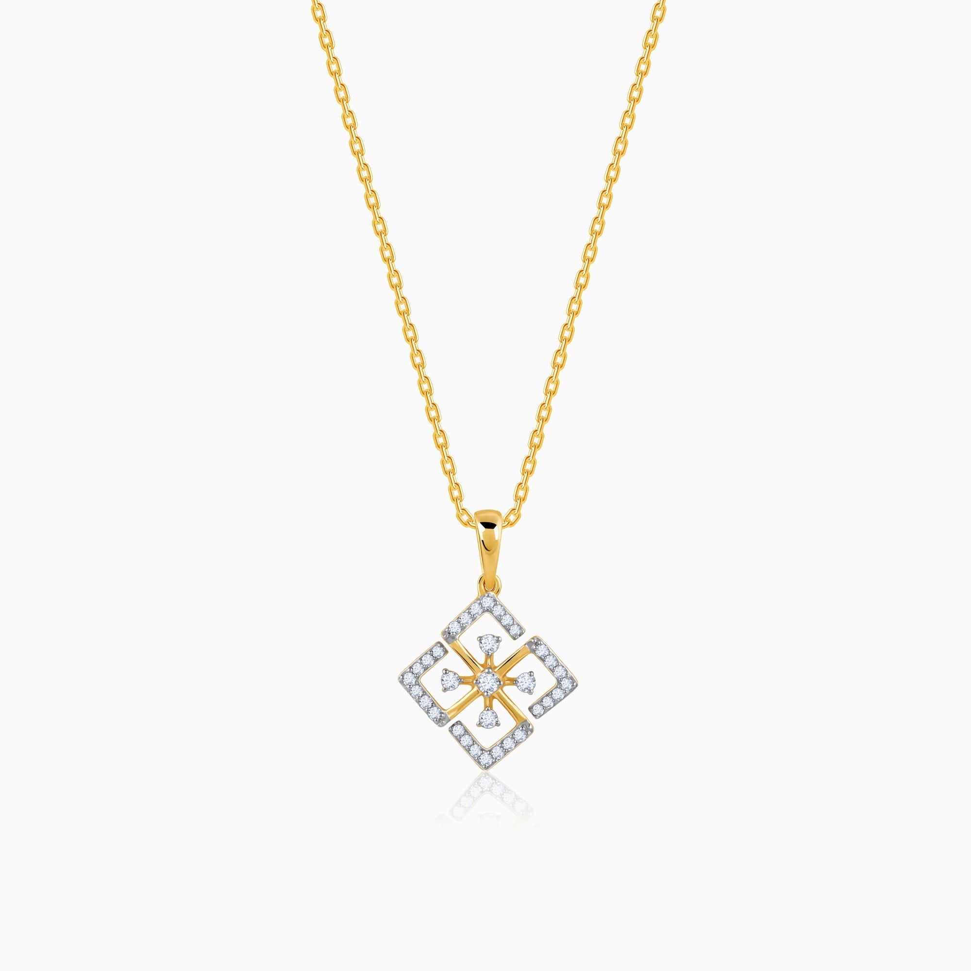 GIVA Jewellery Gold Losange Diamond Pendant