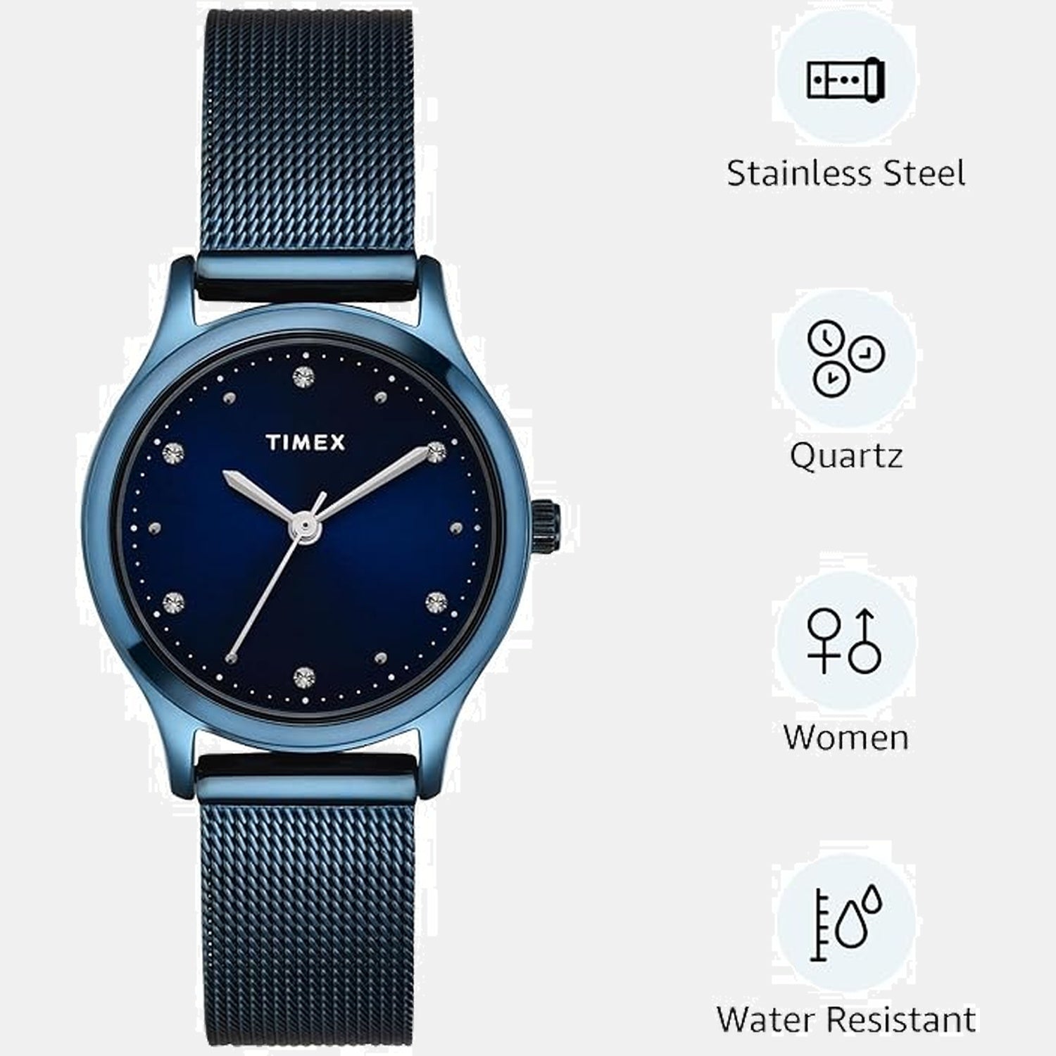 Timex Fashion Women Quartz Blue Dial Analog Stainless Steel Watch TW0TL8717 - view 2