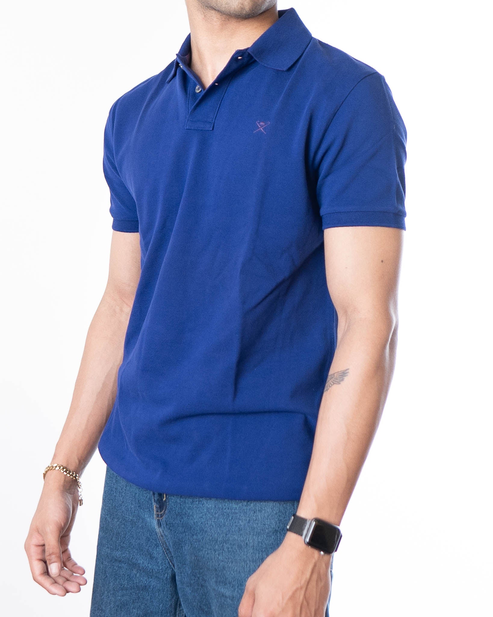 Hackett Indigo Logo Embroidered Solid Polo T-Shirt - view 2
