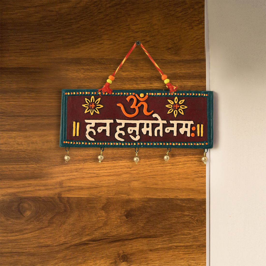 EXCLUSIVELANE 'Hanuman Mantra' Terracotta Wall Hanging Decor (Om Han Hanumate Namo Namah)