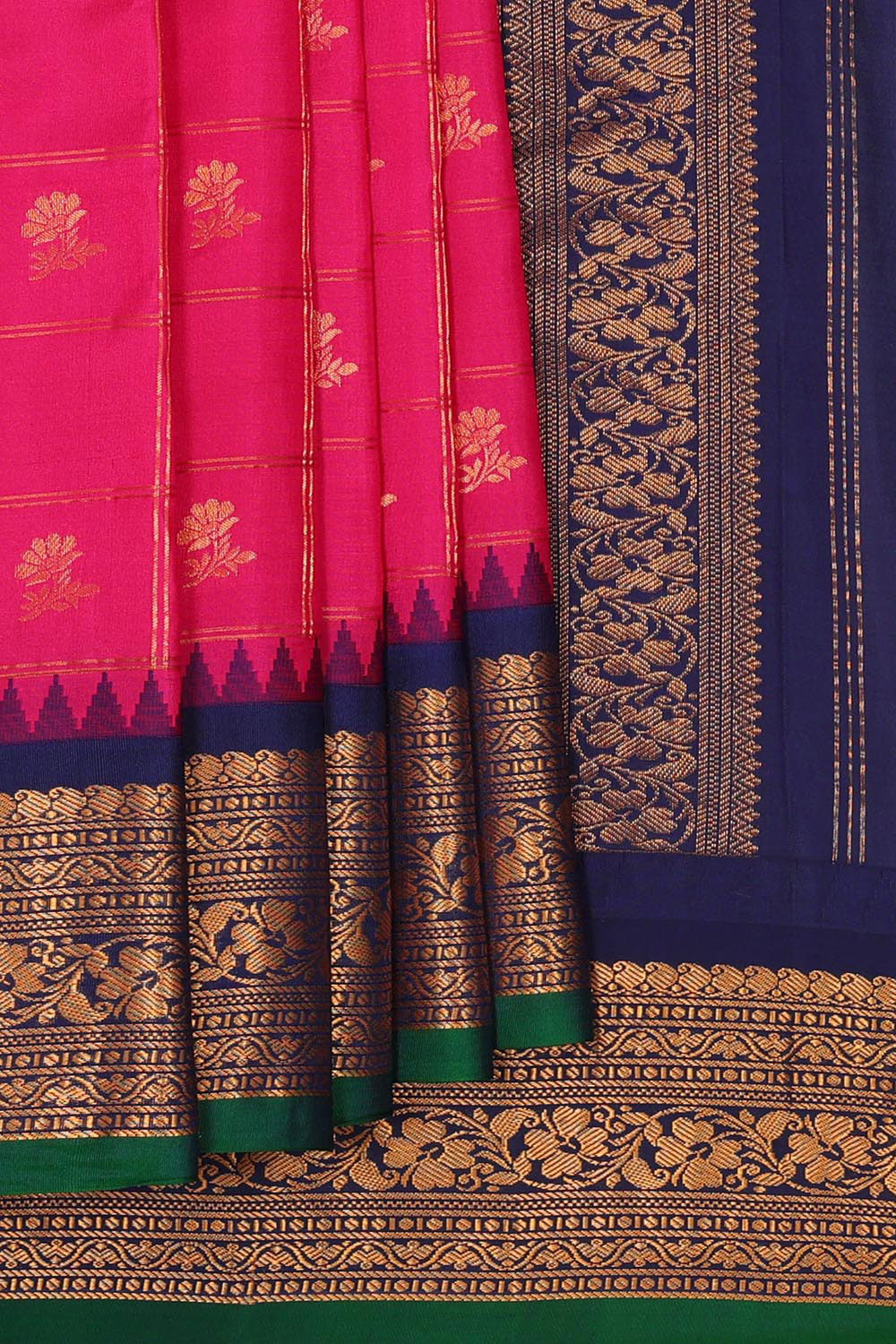 Kalanjali Gadwal Silk Rani Pink Saree – Women's