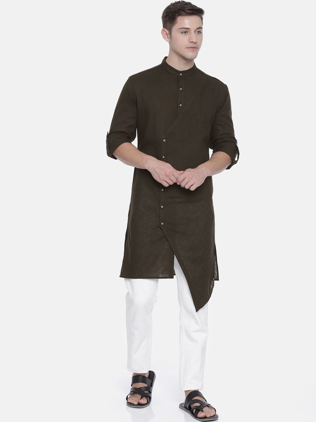 Freehand-Mens Men Long Trail Kurta – Chocolate