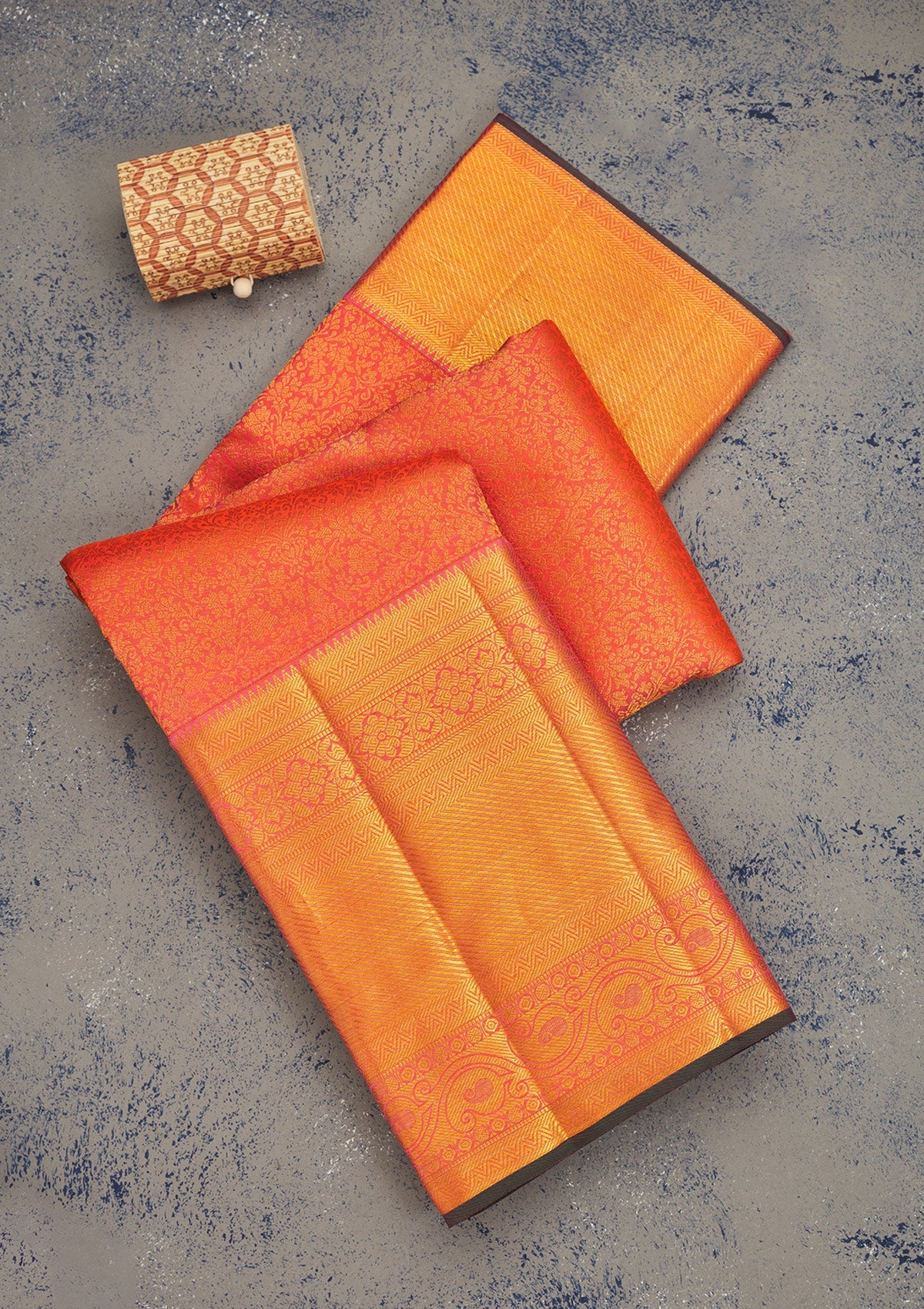 Koskii Orange Zariwork Pure Silk Saree – Women's