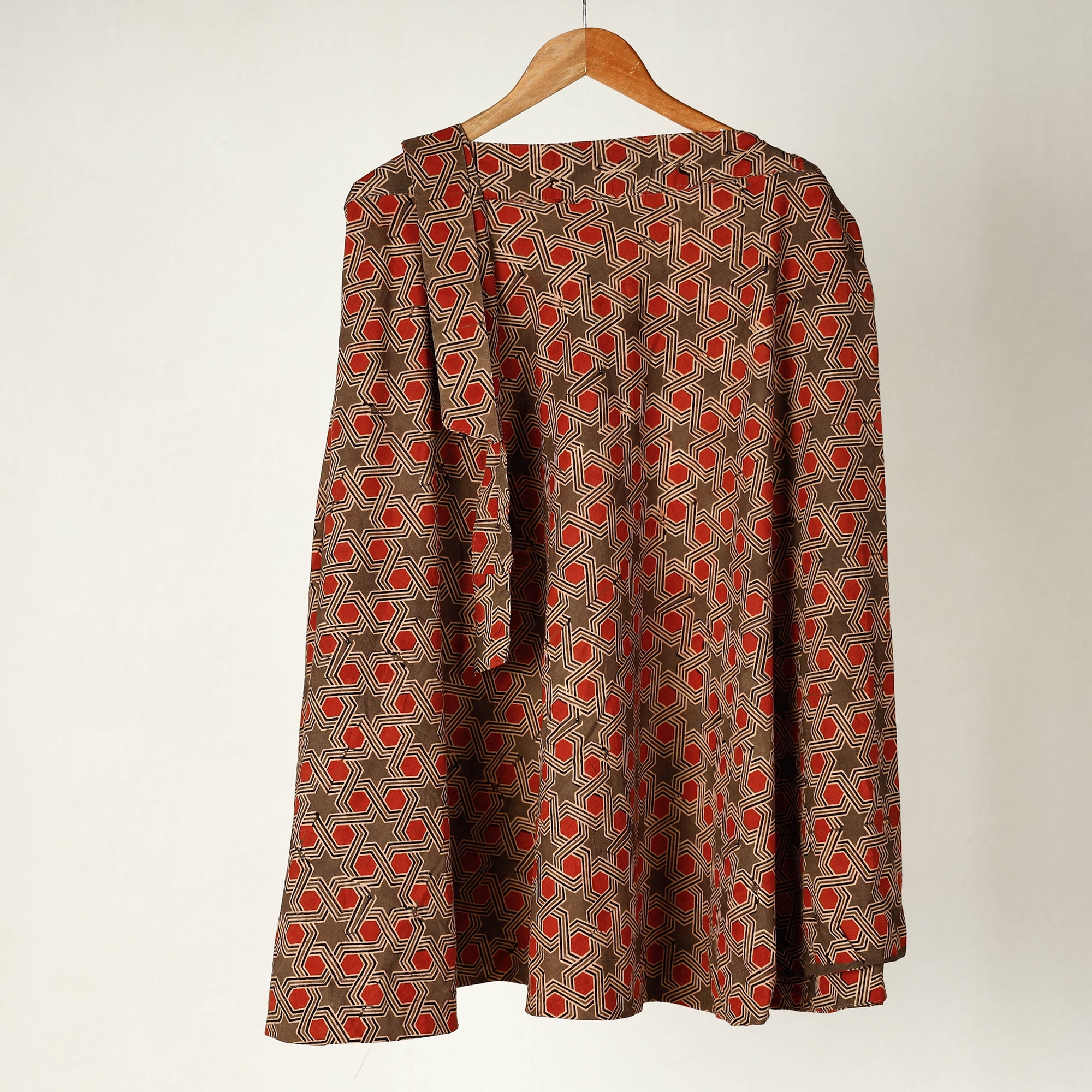 NOORI BAZAR Brown - Ajrakh Block Printed Cotton Wrap Around Skirt