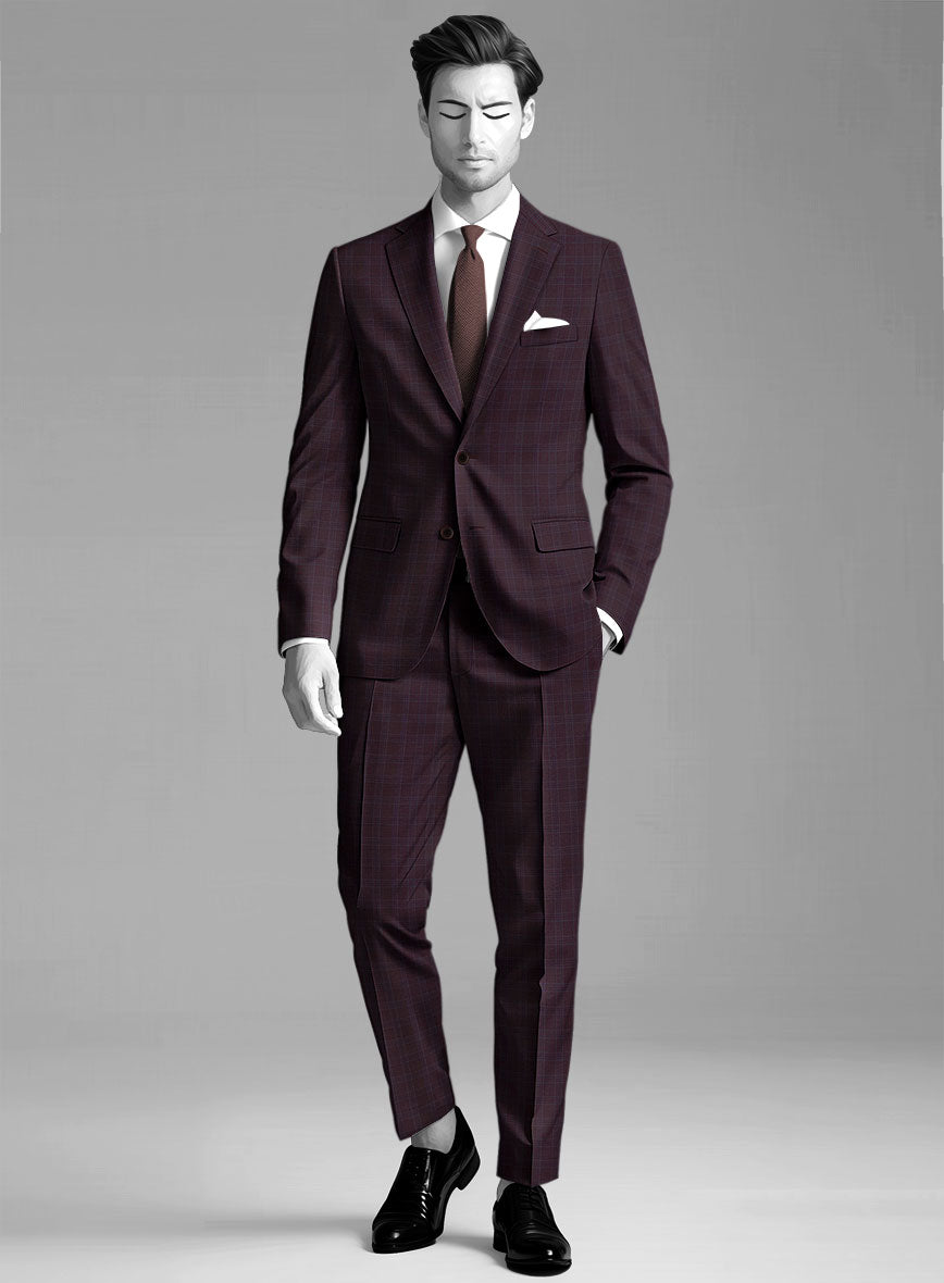 StudioSuits Napolean Gisde Glen Purple Wool Suit