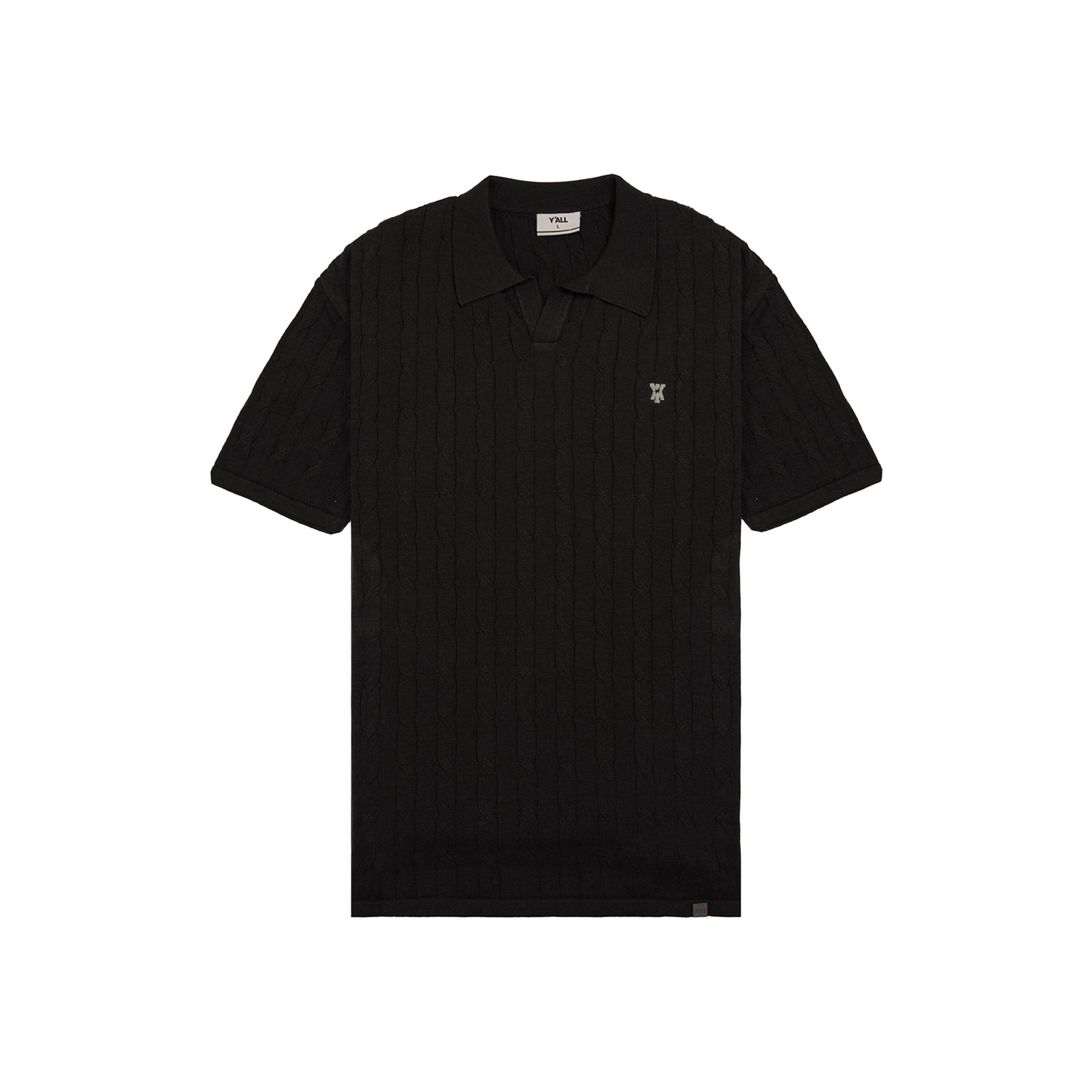 Y*all Pristine Cable Knit Polo - Shadow