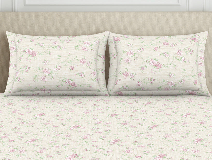 Spaces India Gloral Pink Polycotton Fitted Queen Harmony - By Welspun - view 4