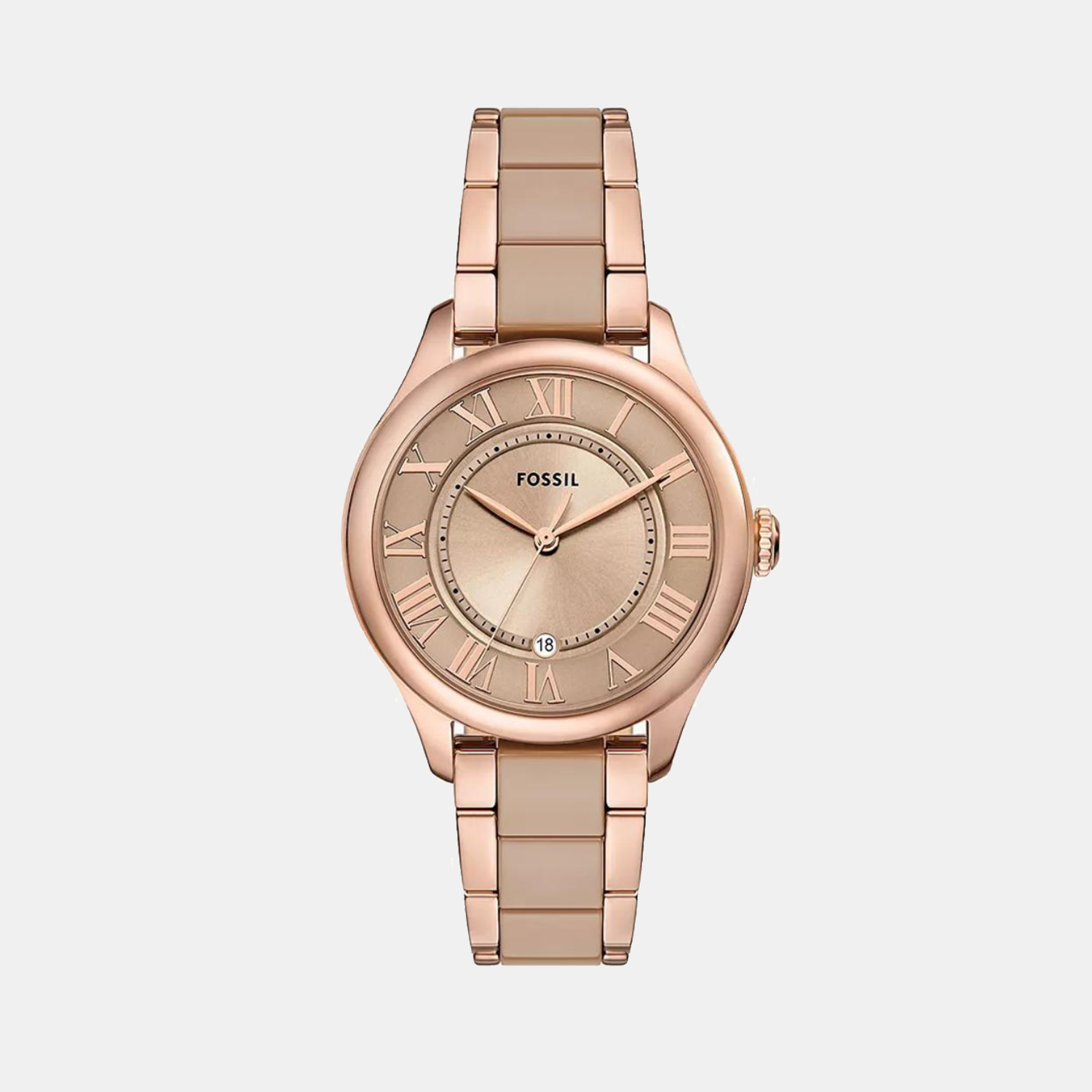 Fossil Gilmore Quartz Women Rose Gold Dial Analog Ceramic Watch CE1133