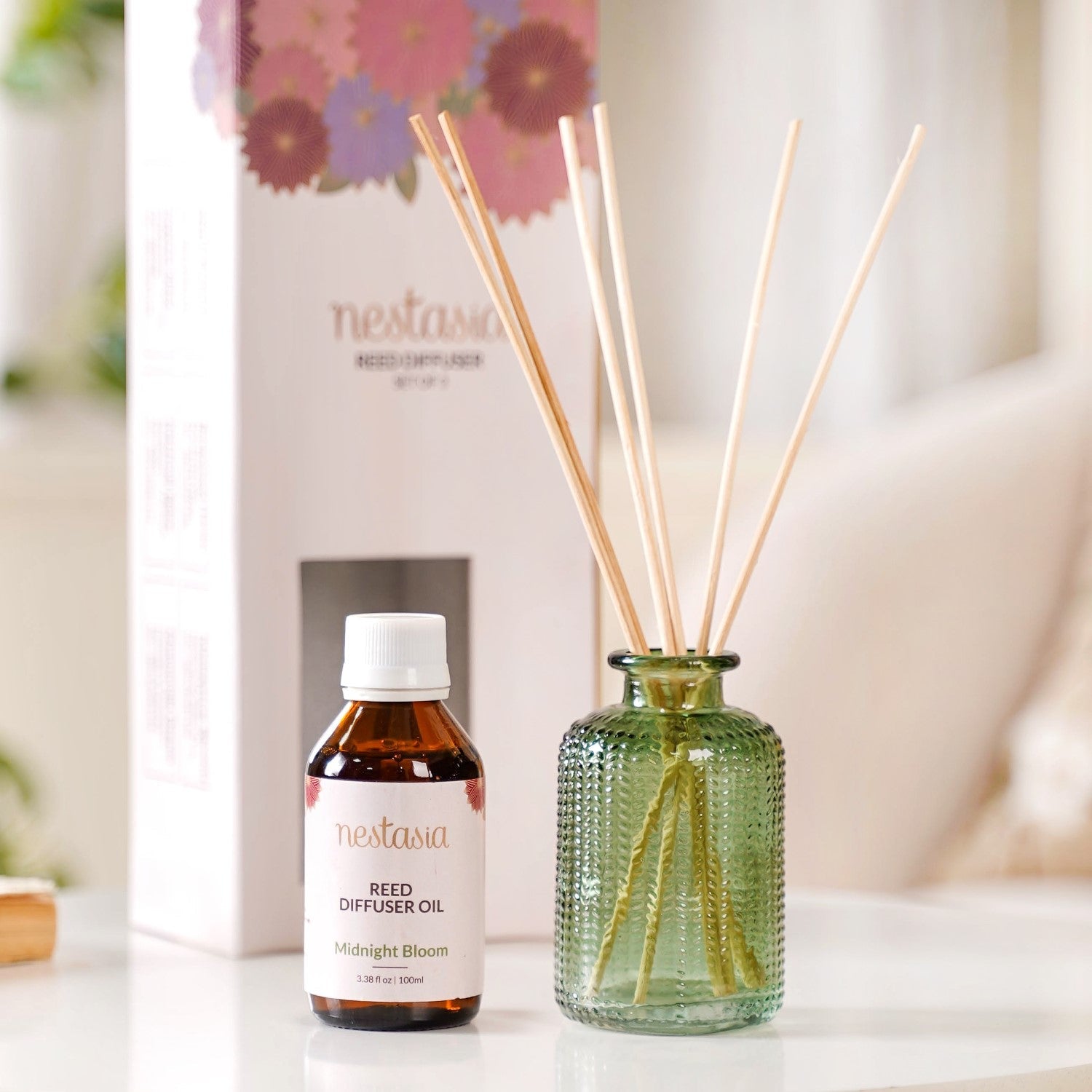 Nestasia Set Of 3 Midnight Bloom Reed Diffuser