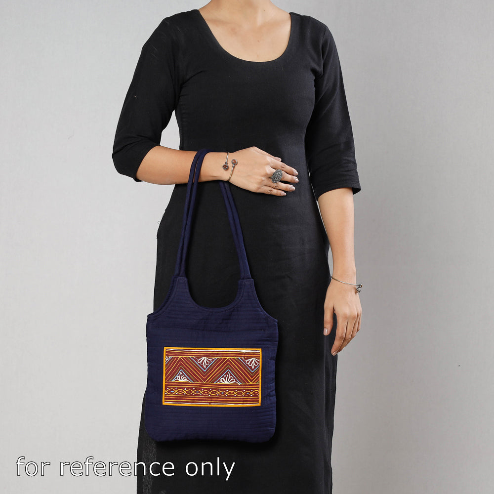 ROGAN ART PAINTING BY JABBAR KHATRI Black - Traditional Rogan Hand Painted Mashru Shoulder Bag - view 3
