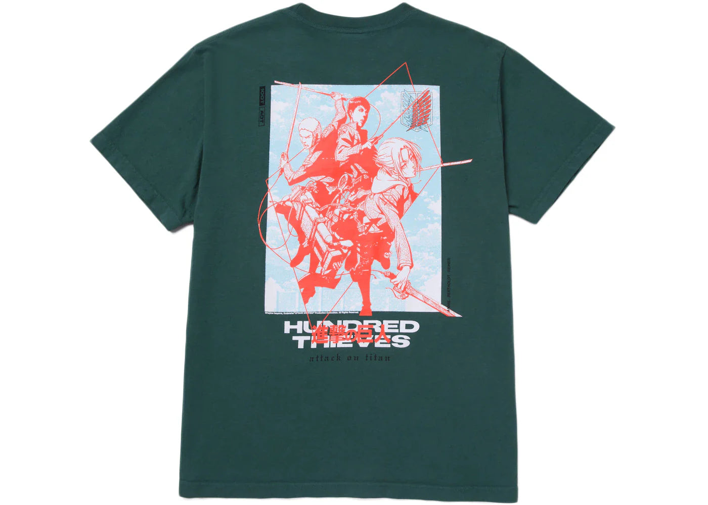 100 Thieves x Attack on Titan R.A.B. T-shirt Green - view 2