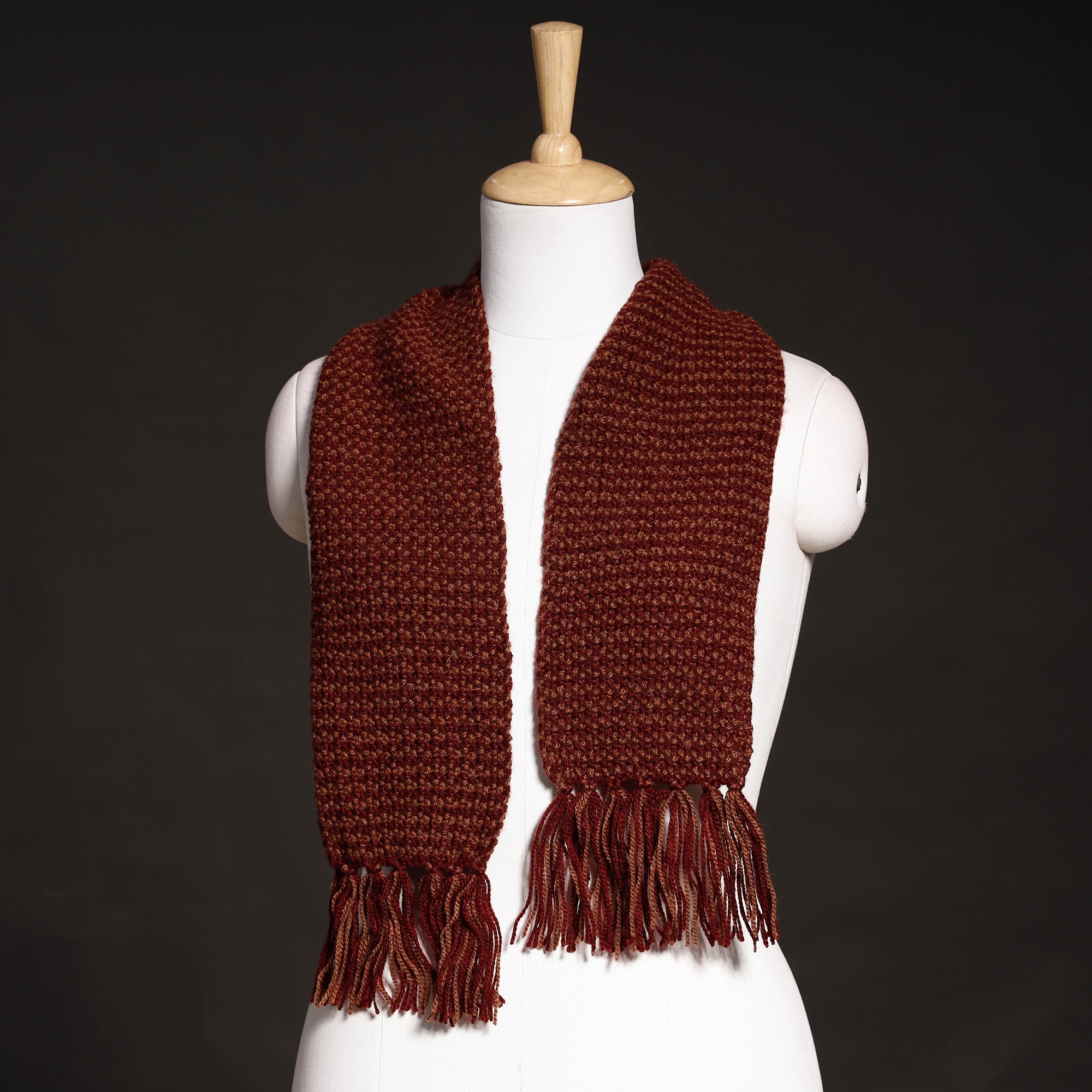 KILMORA Brown - Kumaun Hand Knitted Woolen Muffler (66 in)