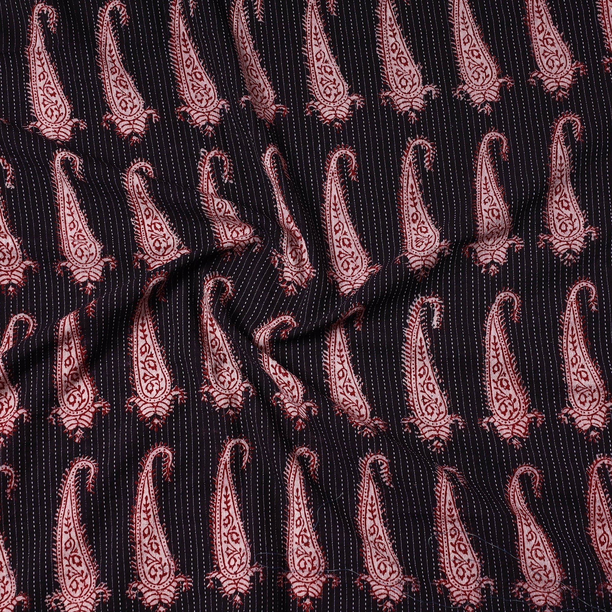 BAGH PRINTS BY UMAR FARUK KHATRI Black - Bagh Block Printed Kantha Style Cotton Precut Fabric (1.1 meter) 85 - view 2