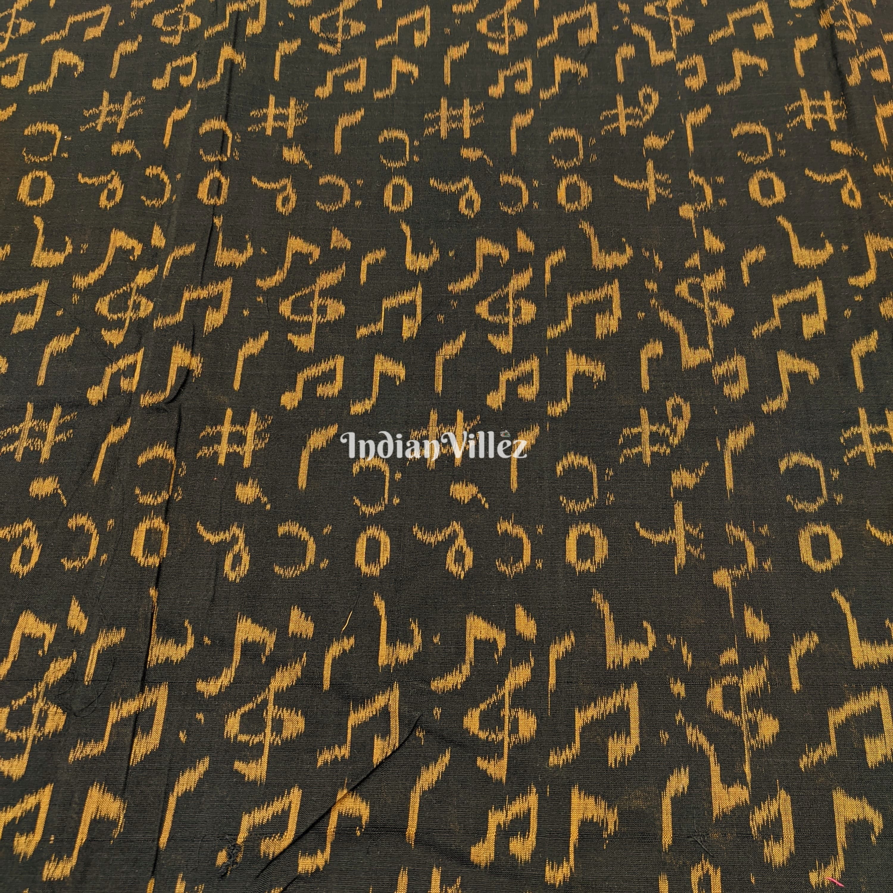 IndianVillèz Black Musical Theme Sambalpuri Ikat Cotton Fabric - view 2