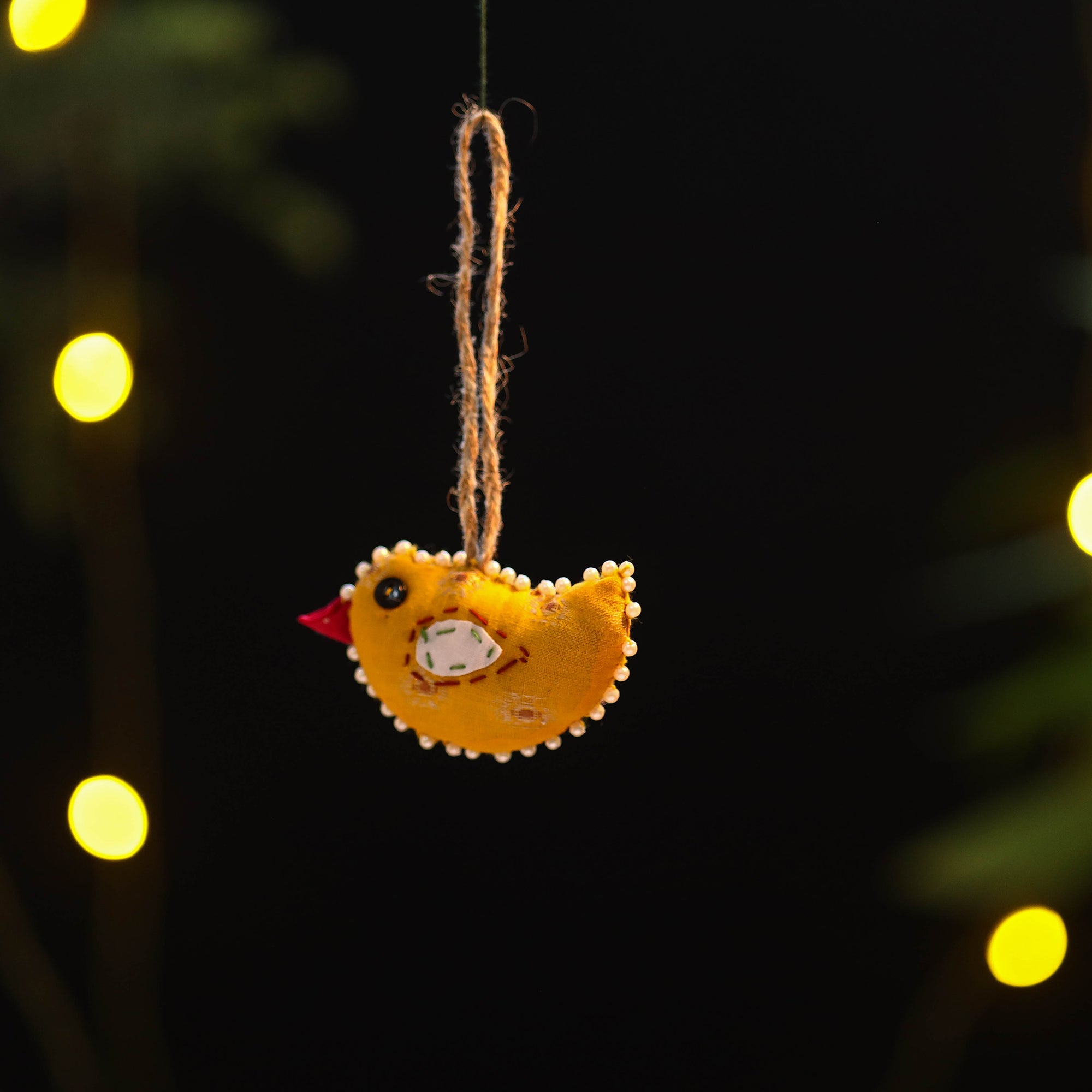 Upcycled thread beadwork – JAN SANDESH Bird - Upcycled Thread & Beadwork X-Mas Decor Hanging 14