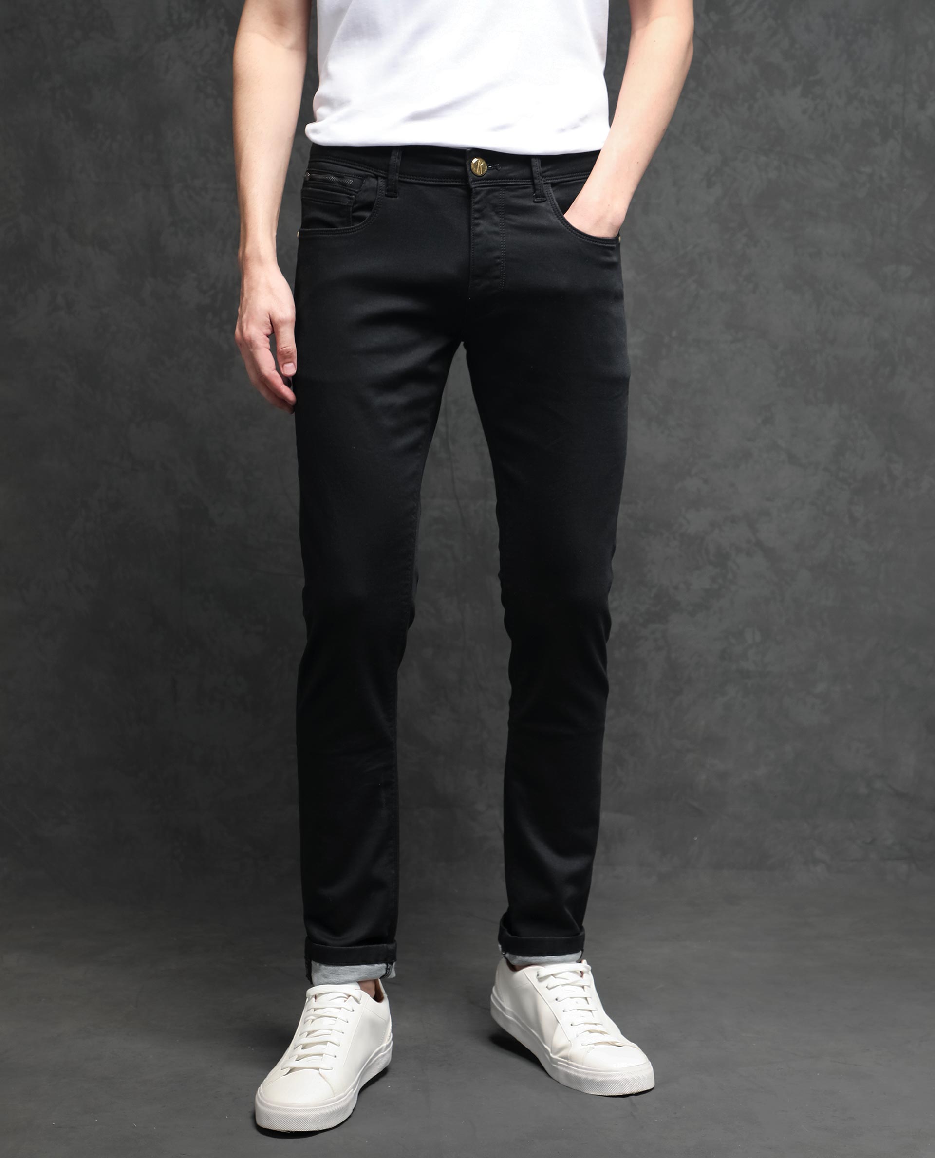 Rare Rabbit Men's Satinx Black Rinse Wash Mid-Rise Slim Fit Jeans - view 9