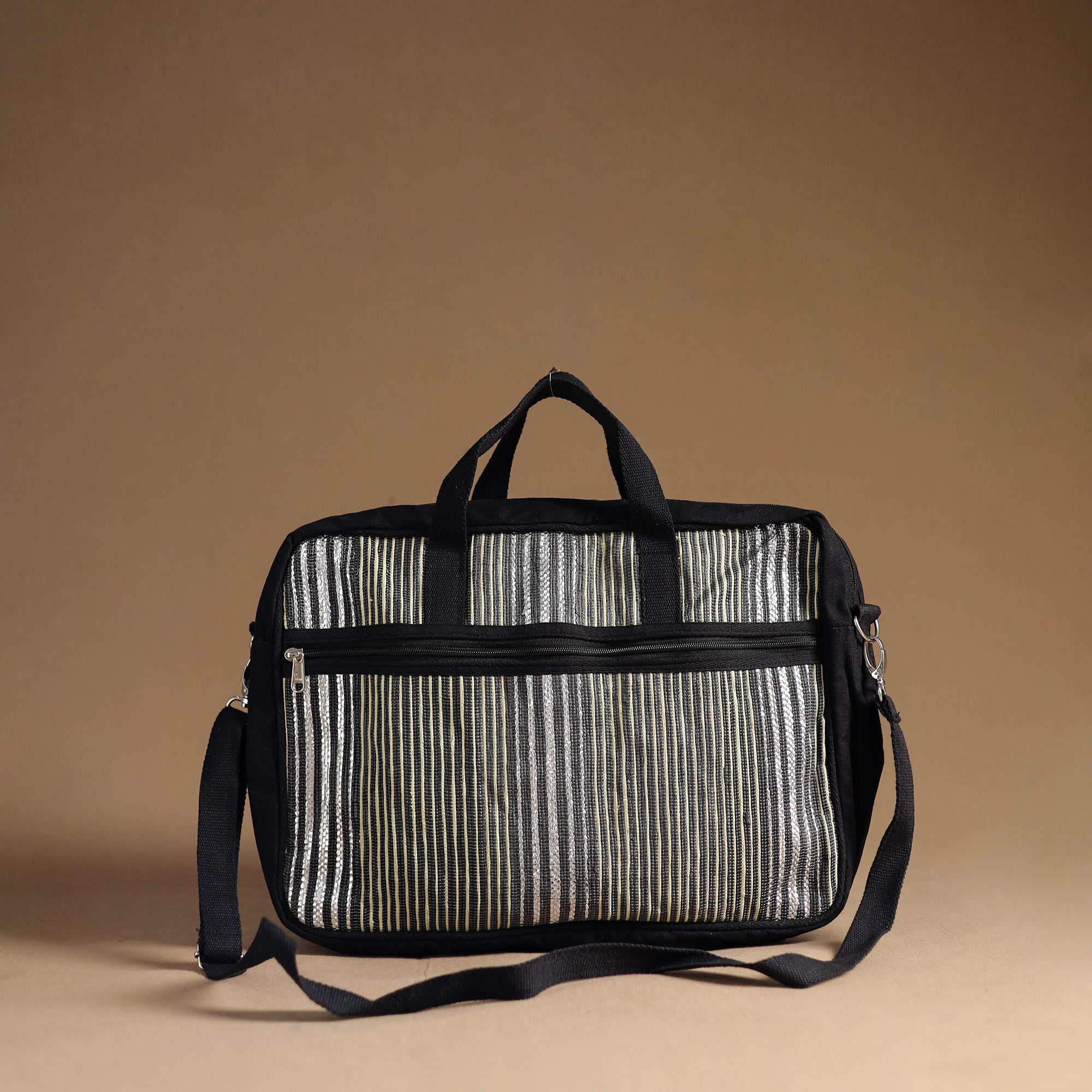 ECOKAARI Black - Handcrafted Upcycled Woven Laptop Bag 07