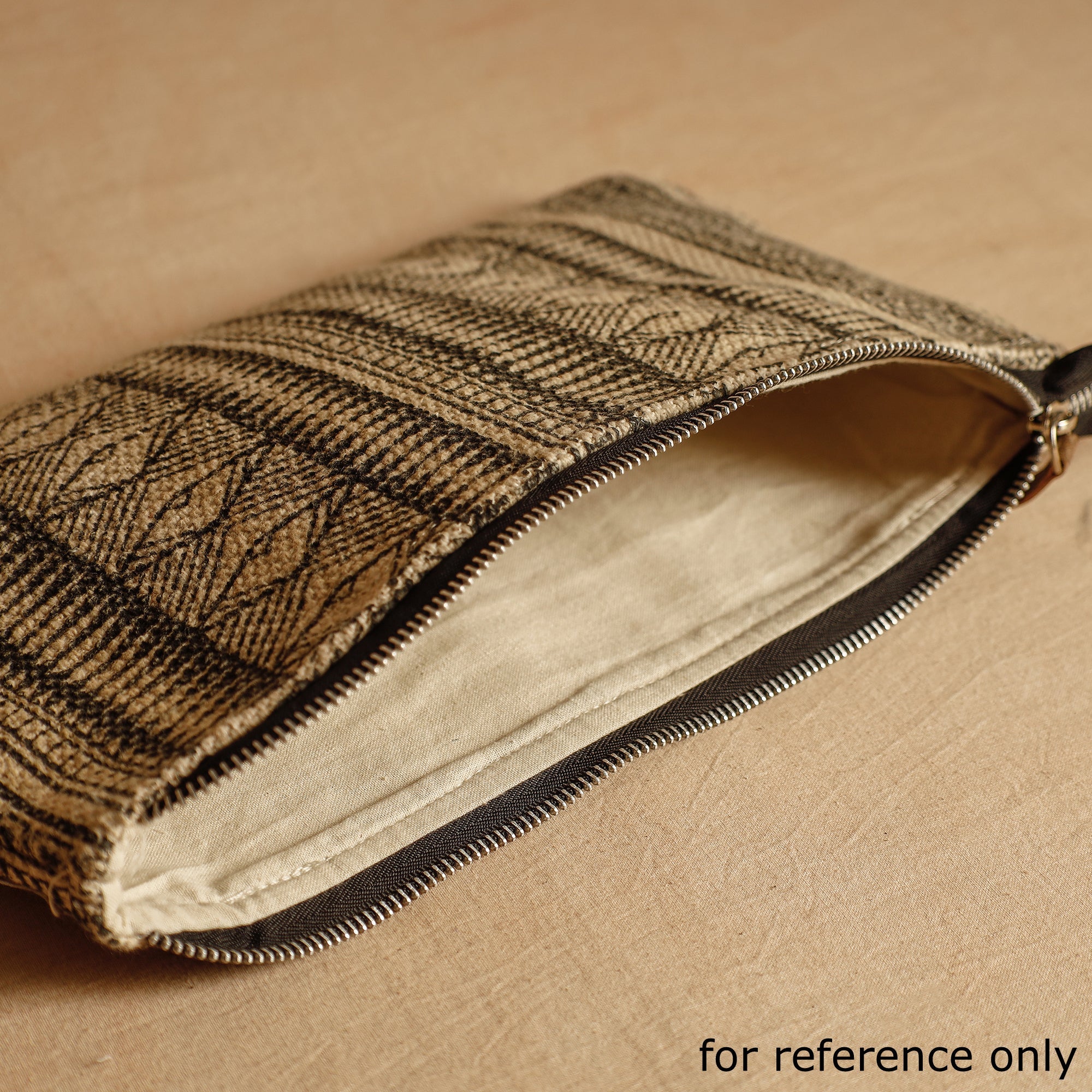 HAVELI CHRONICLES Beige - Jaipur Block Printed Handloom Cotton Multipurpose Toiletry Pouch (7 x 12 in) - view 4