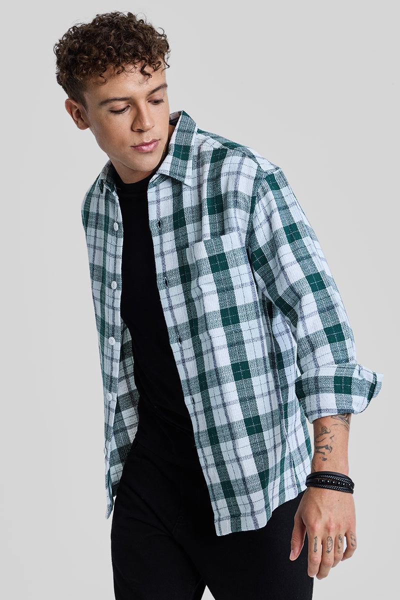 SNITCH Dark Green Box Fit Tartan Shirt - view 4