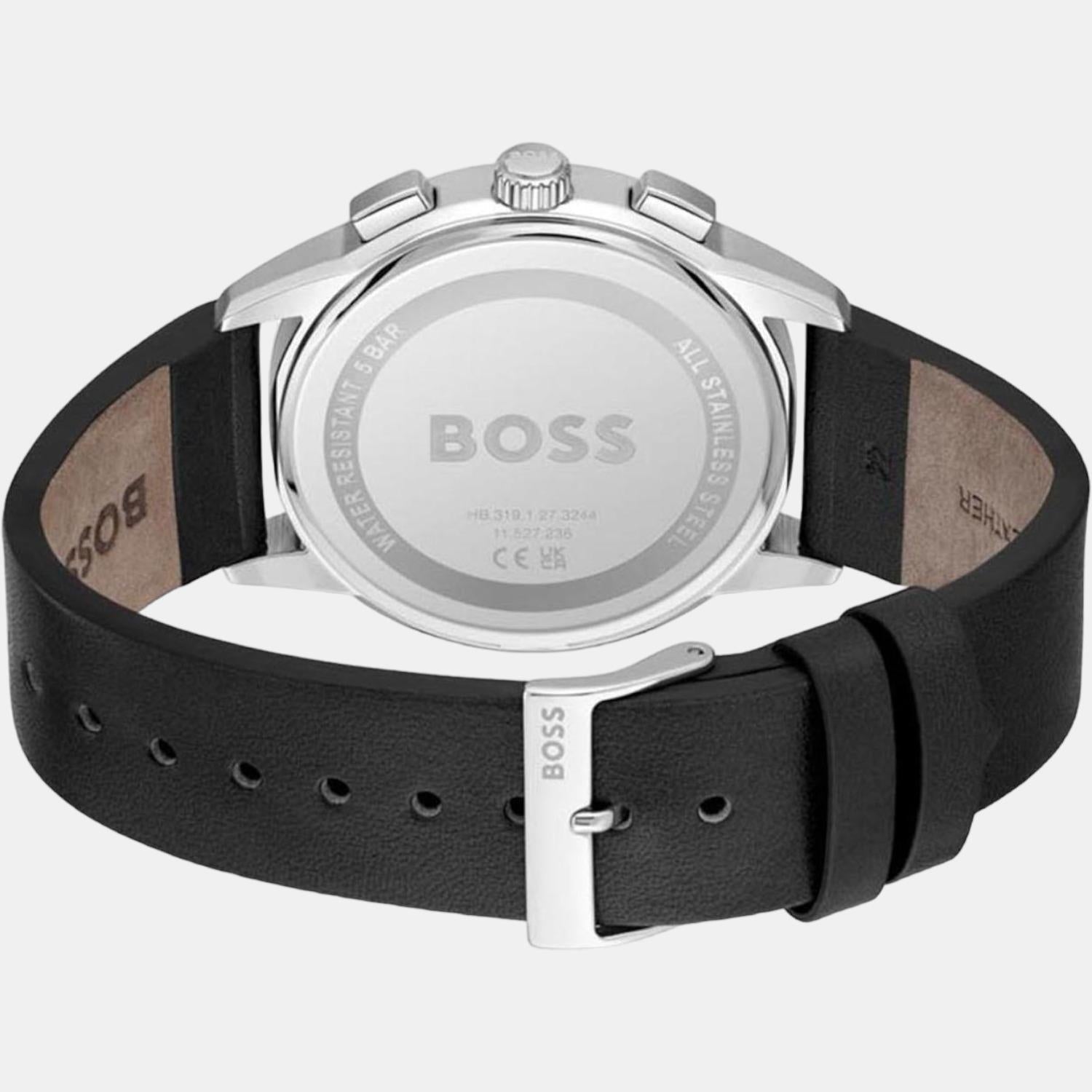 Boss Dapper Men Quartz Black Dial Chronograph Leather Watch 1513925 - view 2