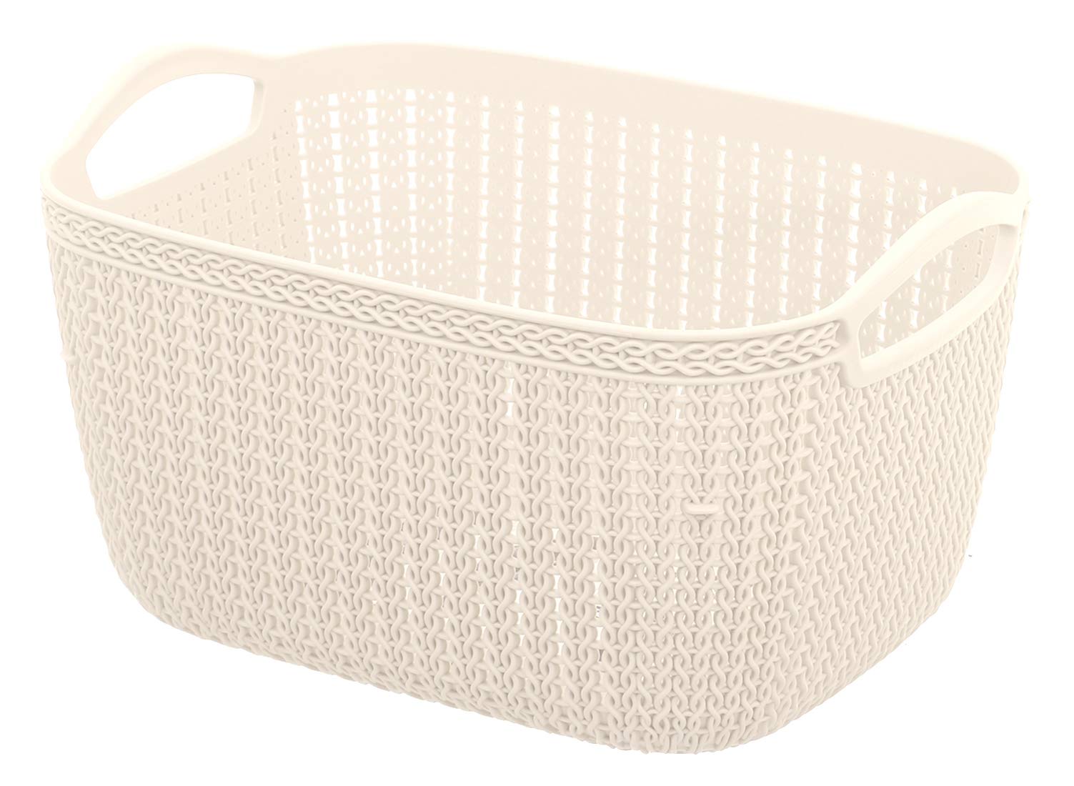 Kuber Industries Plastic Multipurpose Large Size Flexible Storage Baskets/Fruit Vegetable Bathroom Stationary Home Basket with Handles (Cream) -CTKTC4