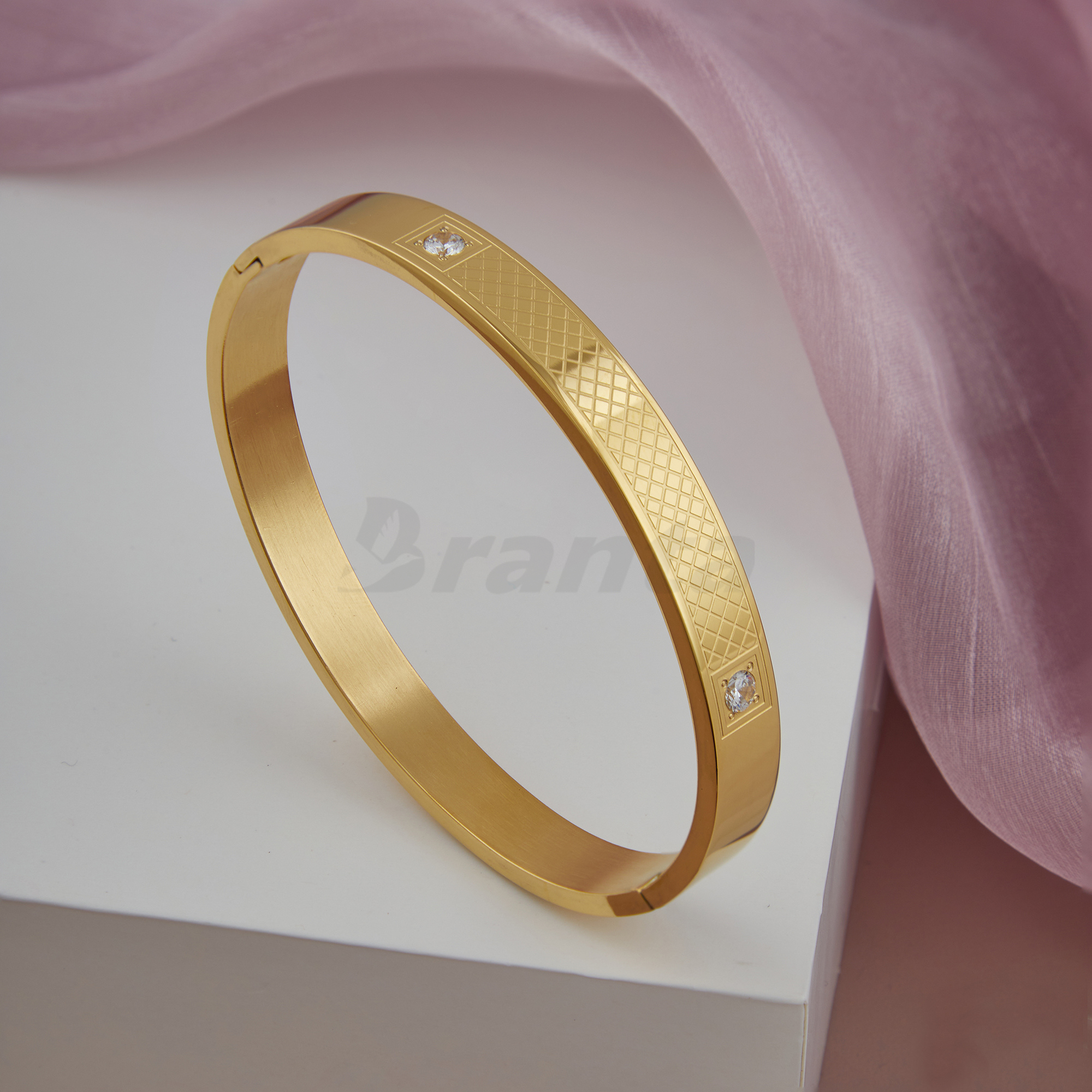Branta Cross Lined Gold Bracelet For Men - view 3