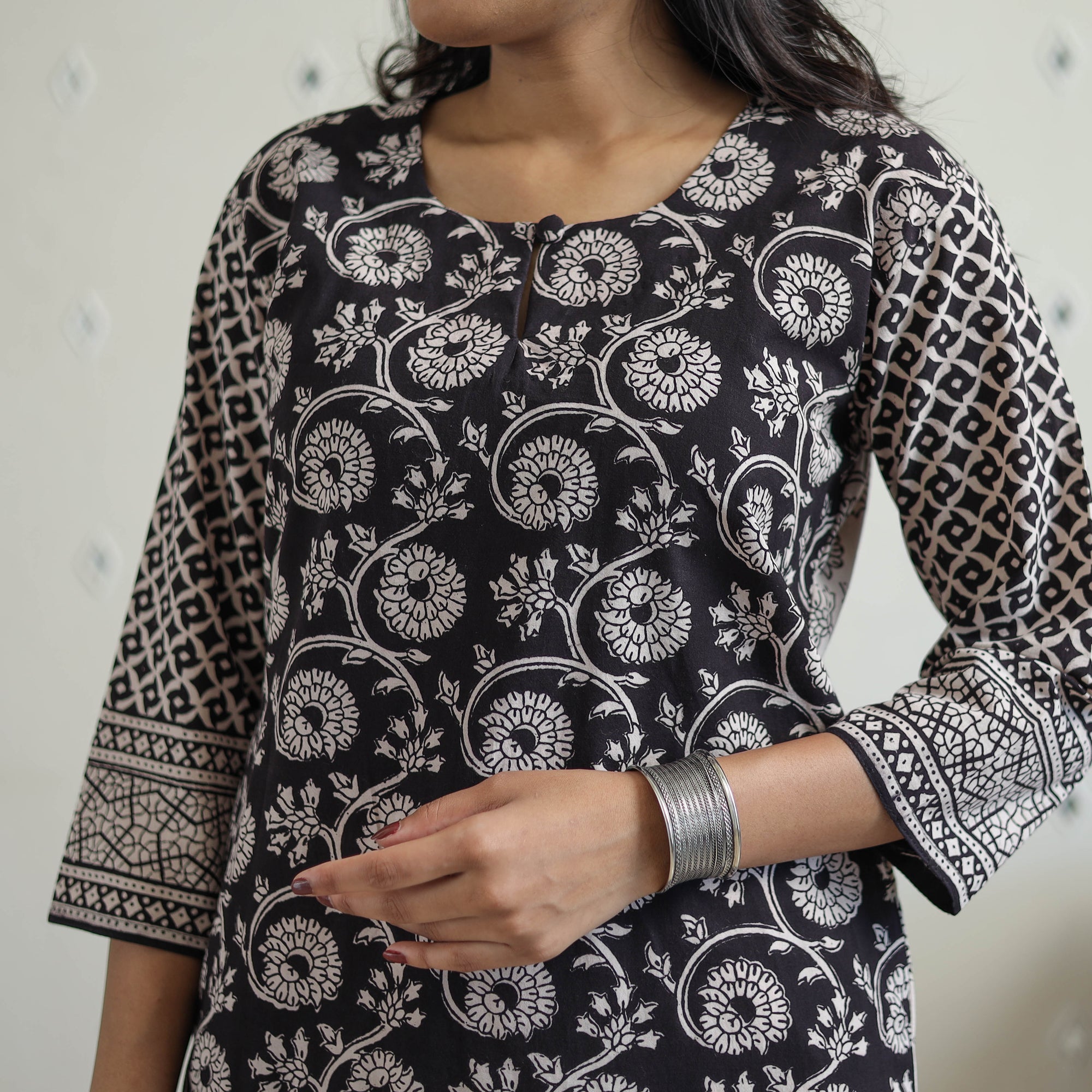 ITOKRI CASUALS Black - Block Print Cotton Straight Bagh Kurta 05 - view 5